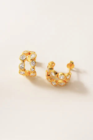 Lola Knight - Sia - Crystal Bridal Hoop Earrings - 18K Gold