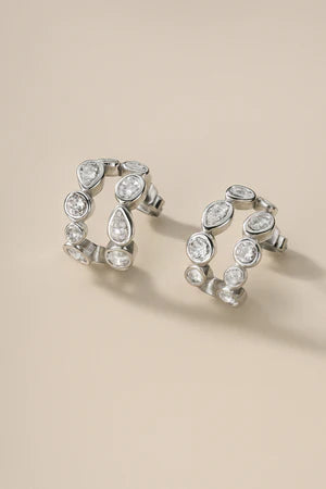 Lola Knight - Sia - Crystal Bridal Hoop Earrings - Silver