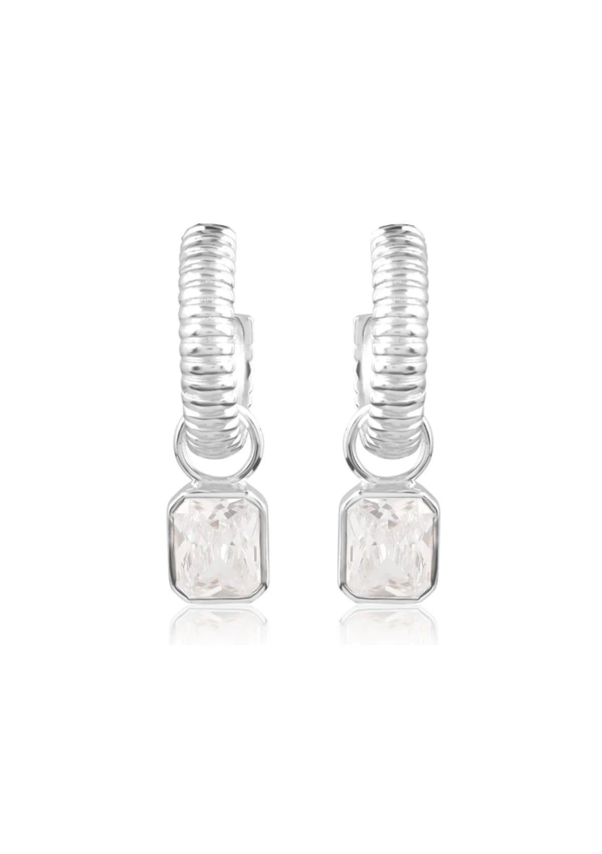 Lola Knight - Dawn - Crystal Charm Bridal Drop Earrings - Silver