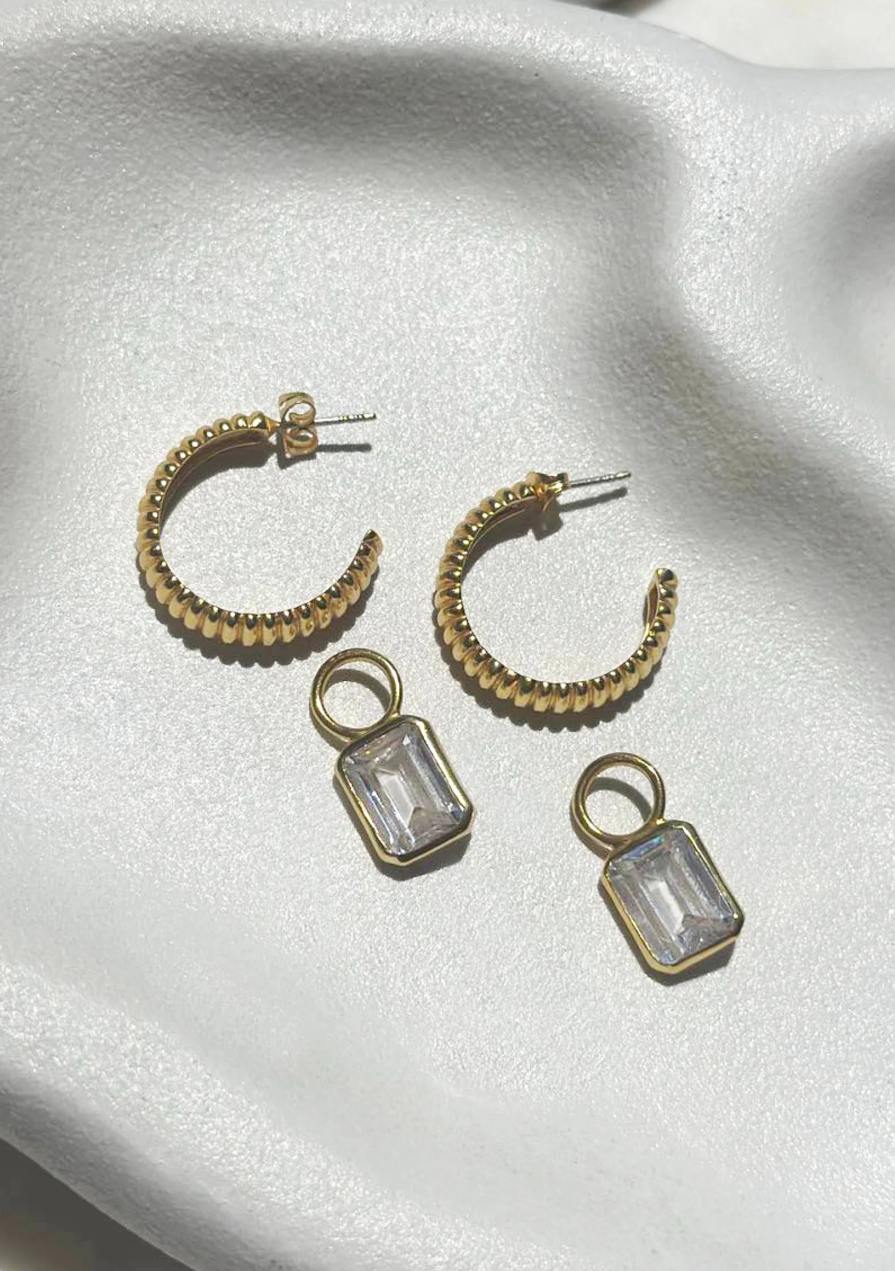 Lola Knight - Dawn - Crystal Charm Drop Bridal Earrings - 18K Gold
