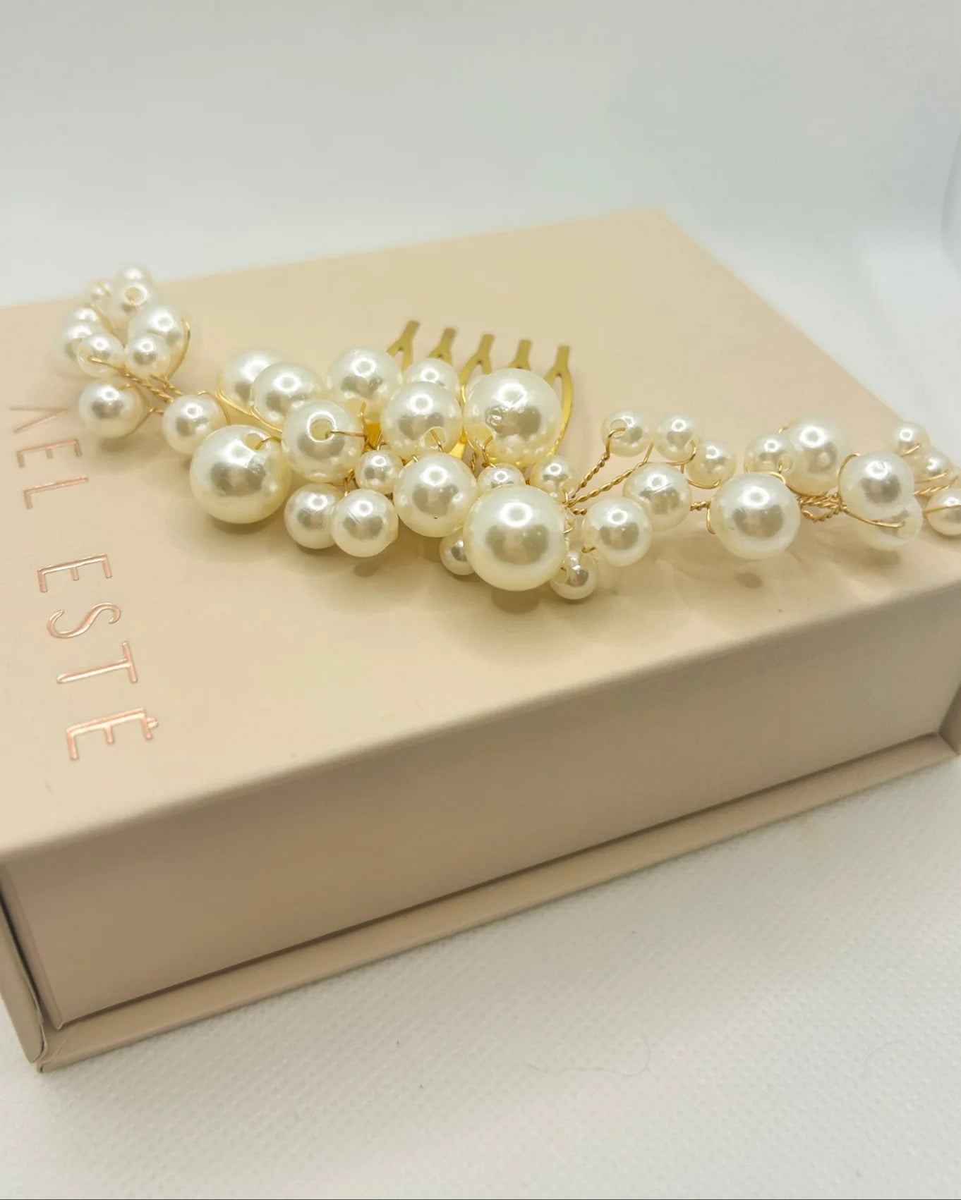 A'el Este - Savannah - Pearl Bridal Comb - Silver