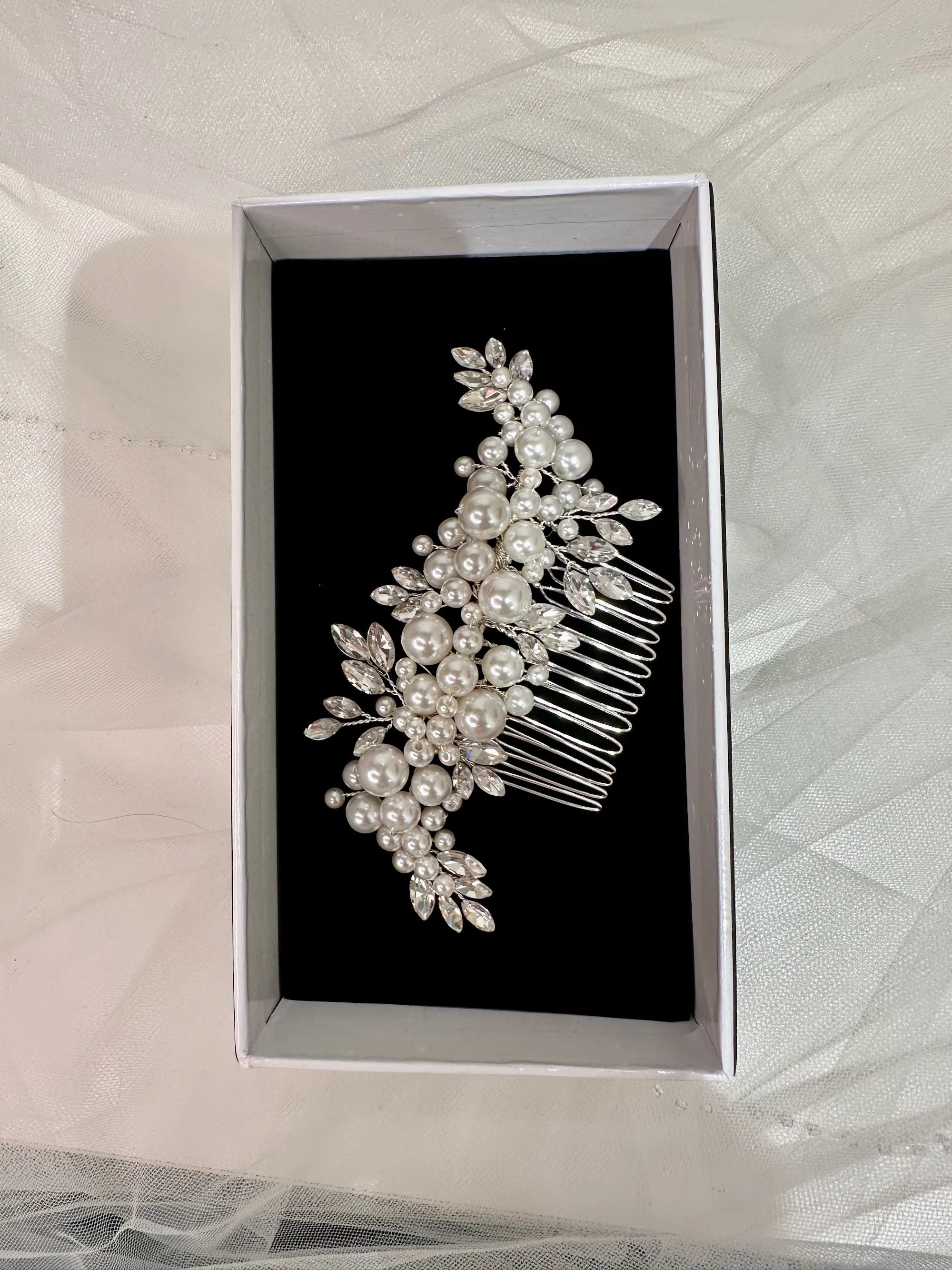 Jacqueline - Pearl and Crystal Cluster Bridal Comb