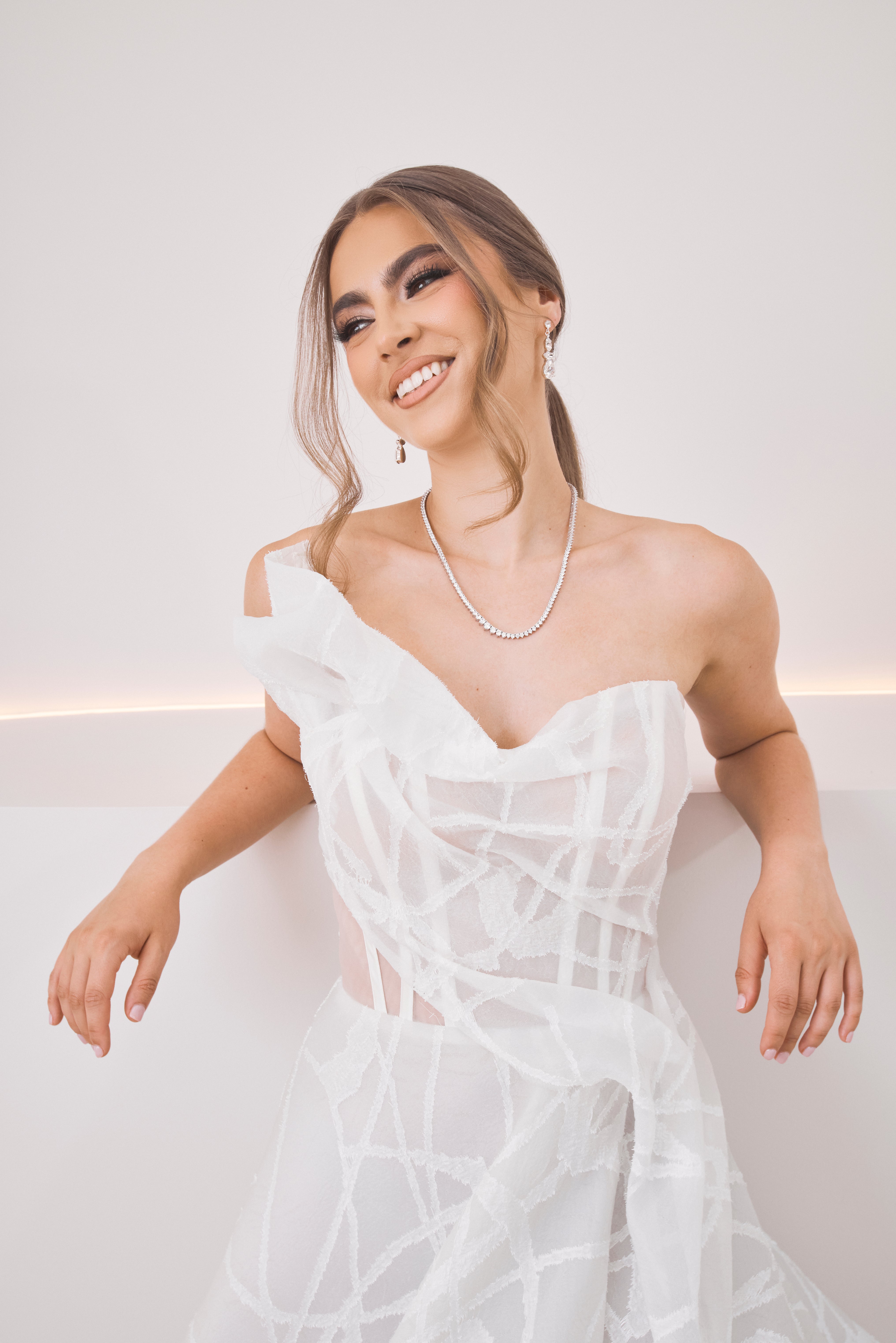 Claire - Classic Round Crystal Bridal Tennis Necklace