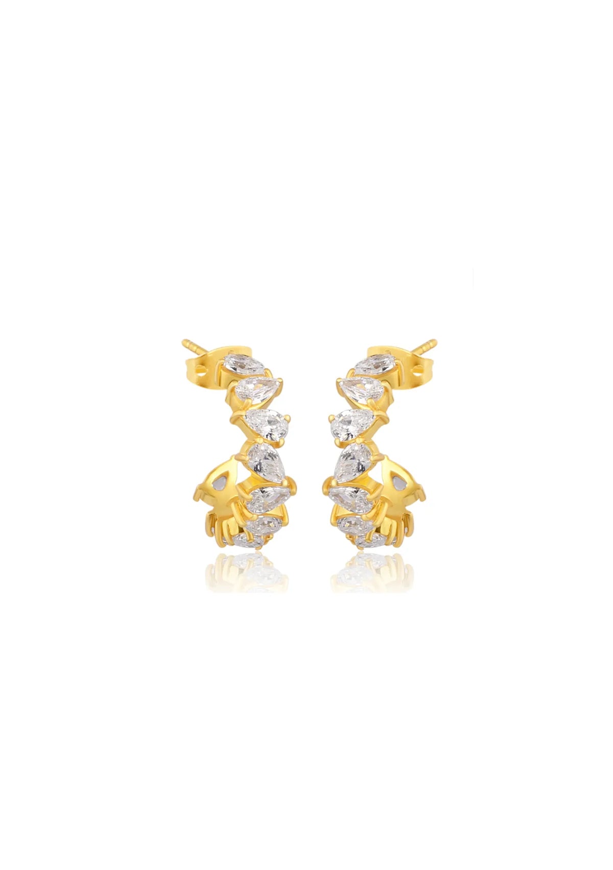 Lola Knight - Olivia - Crystal Bridal Hoop Earrings - 18K Gold