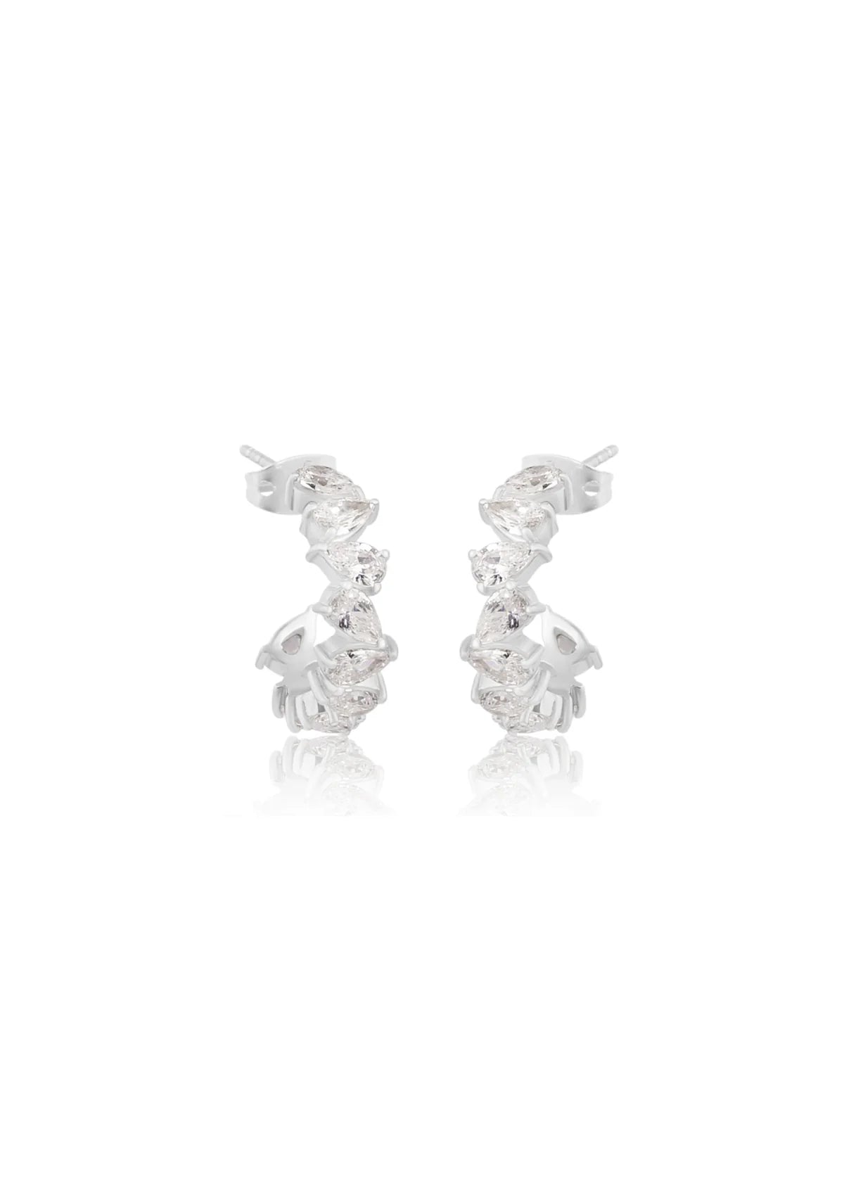 Lola Knight - Olivia - Crystal Bridal Hoop Earrings - Silver