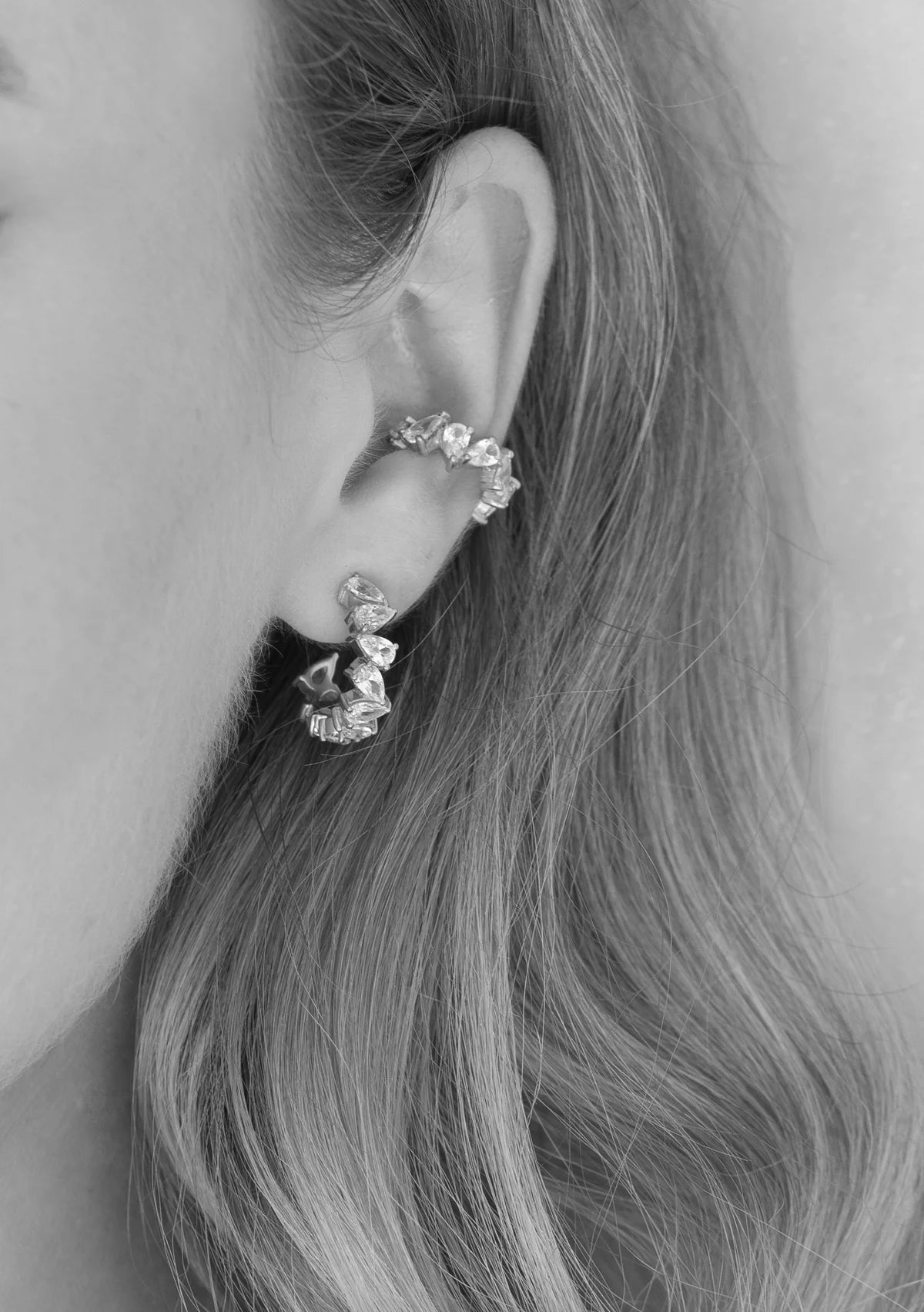 Lola Knight - Olivia - Crystal Bridal Hoop Earrings - Silver