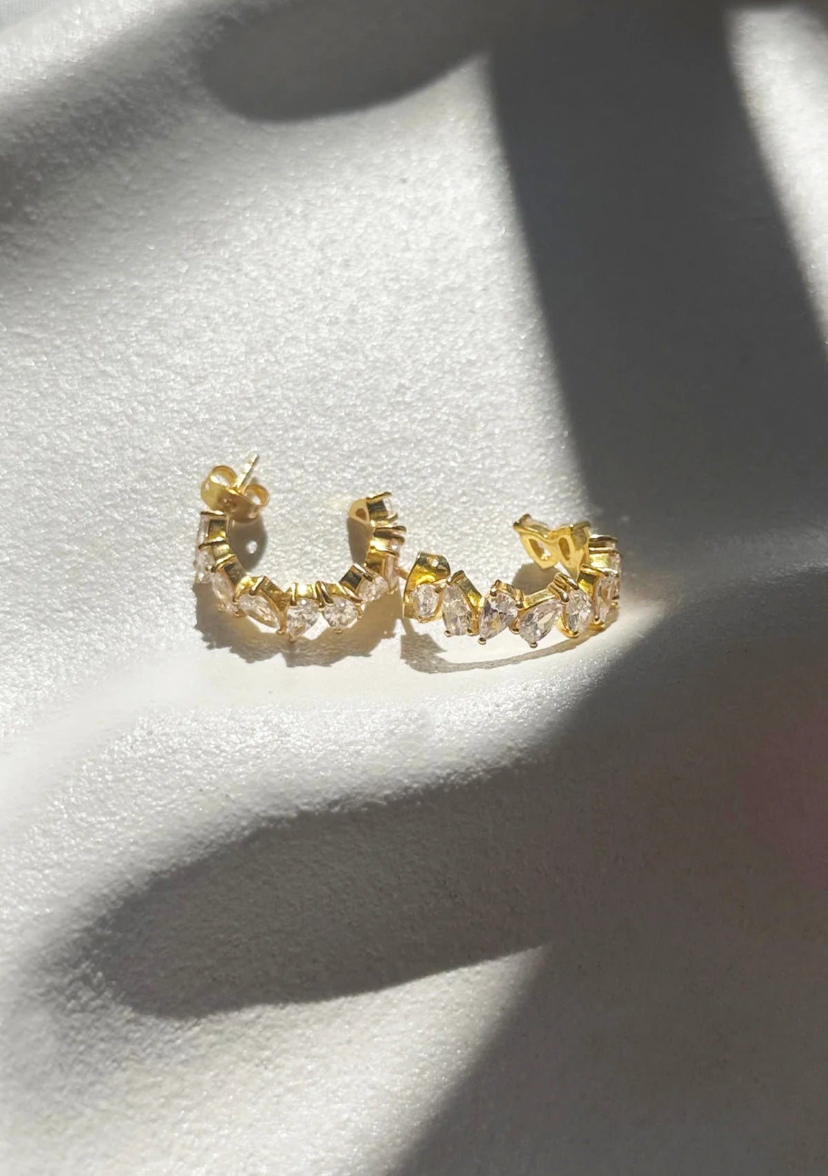 Lola Knight - Olivia - Crystal Bridal Hoop Earrings - 18K Gold