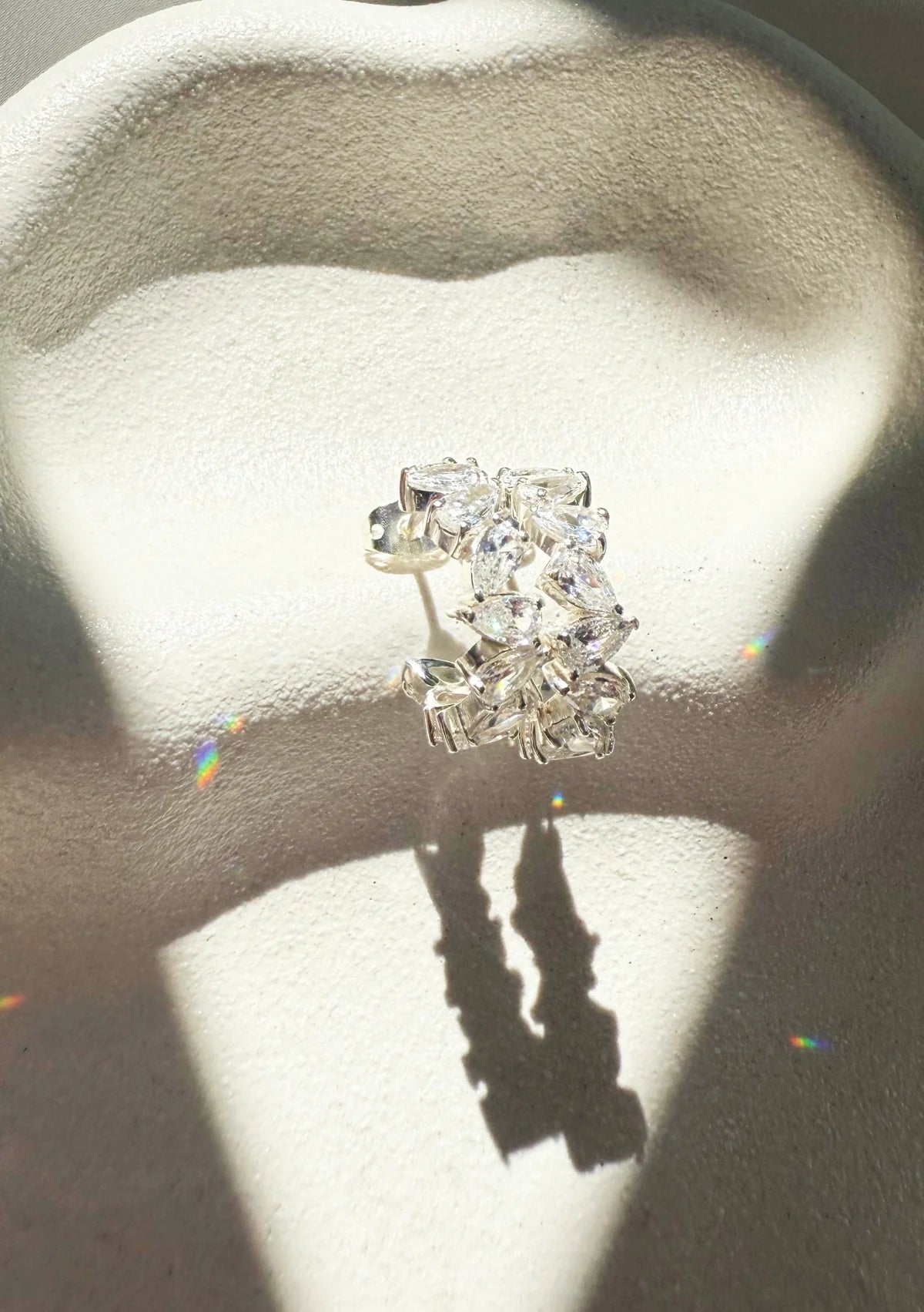 Lola Knight - Olivia - Crystal Bridal Hoop Earrings - Silver