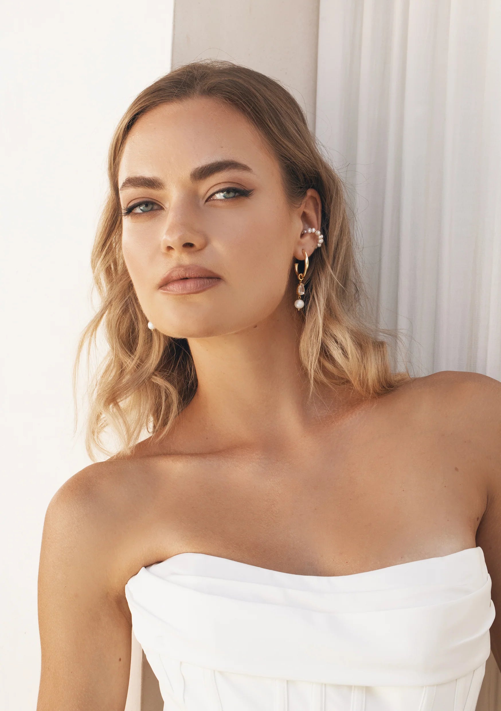 Lola Knight - Aspen - Pearl Bridal Ear Cuff - 18K Gold