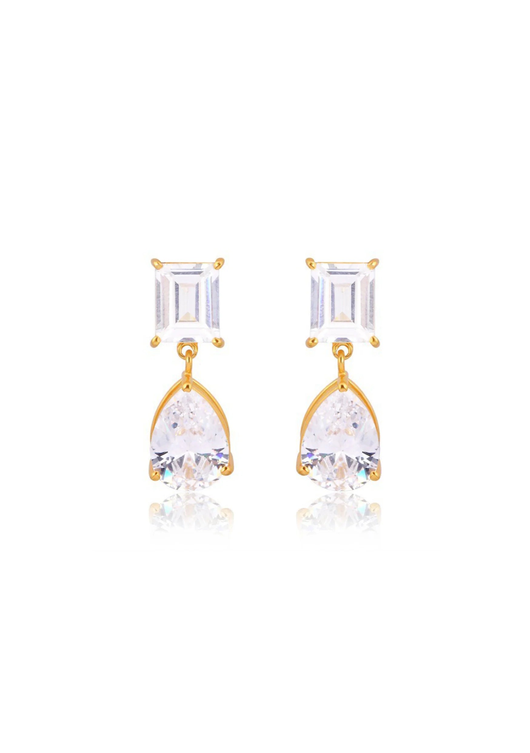 Lola Knight - Sol - Crystal Drop Bridal Earrings - Gold