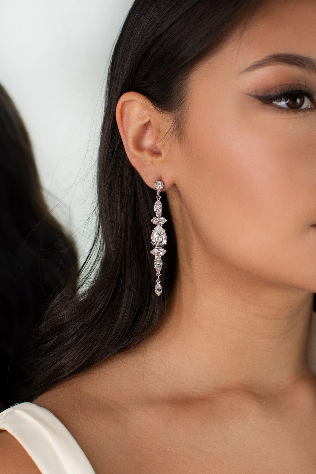 Tia - Long Bridal Swarovski Drop Earrings