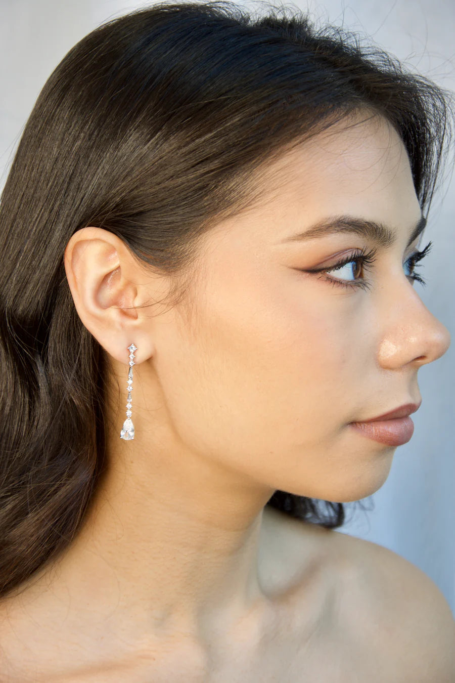Regina - Long Crystal Drop Bridal Earrings