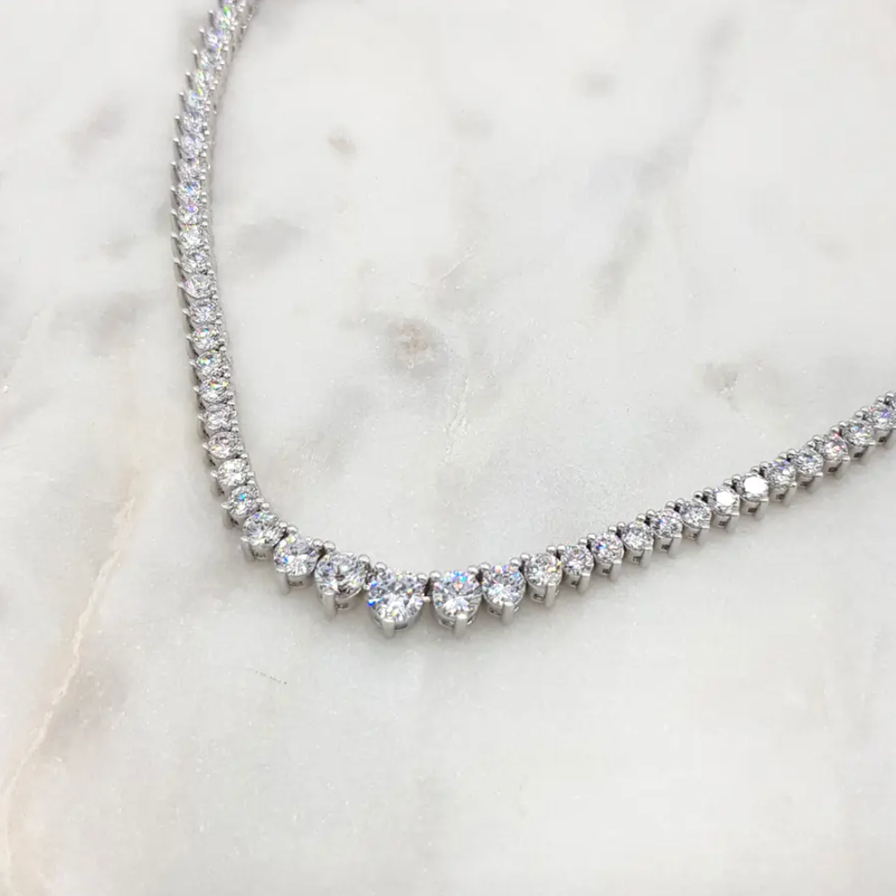 Claire - Classic Round Crystal Bridal Tennis Necklace