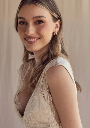 Lola Knight - Sia - Crystal Bridal Hoop Earrings - 18K Gold