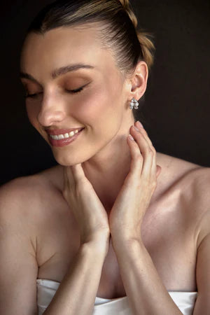 Lola Knight - Sia - Crystal Bridal Hoop Earrings - Silver