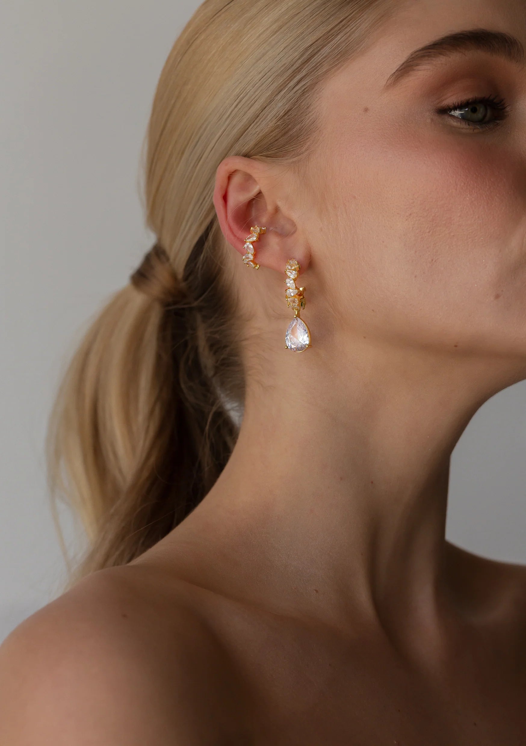 Lola Knight - Stella - Crystal Drop Bridal Earrings - Gold