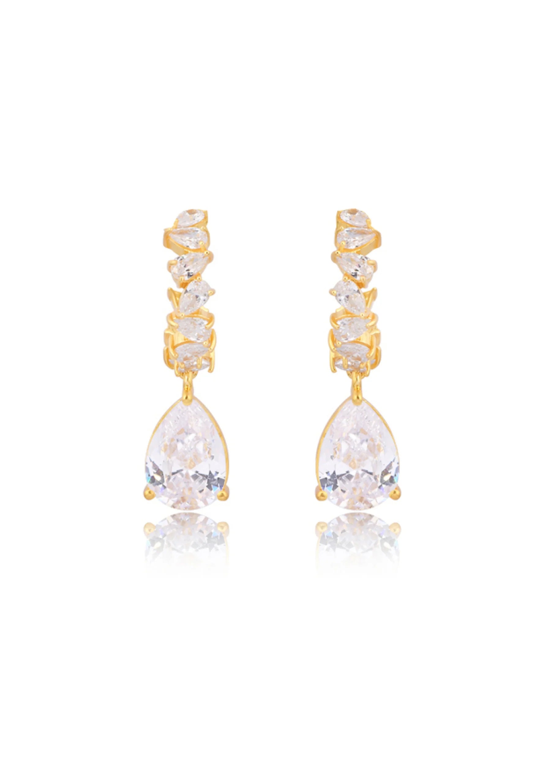 Lola Knight - Stella - Crystal Drop Bridal Earrings - Gold