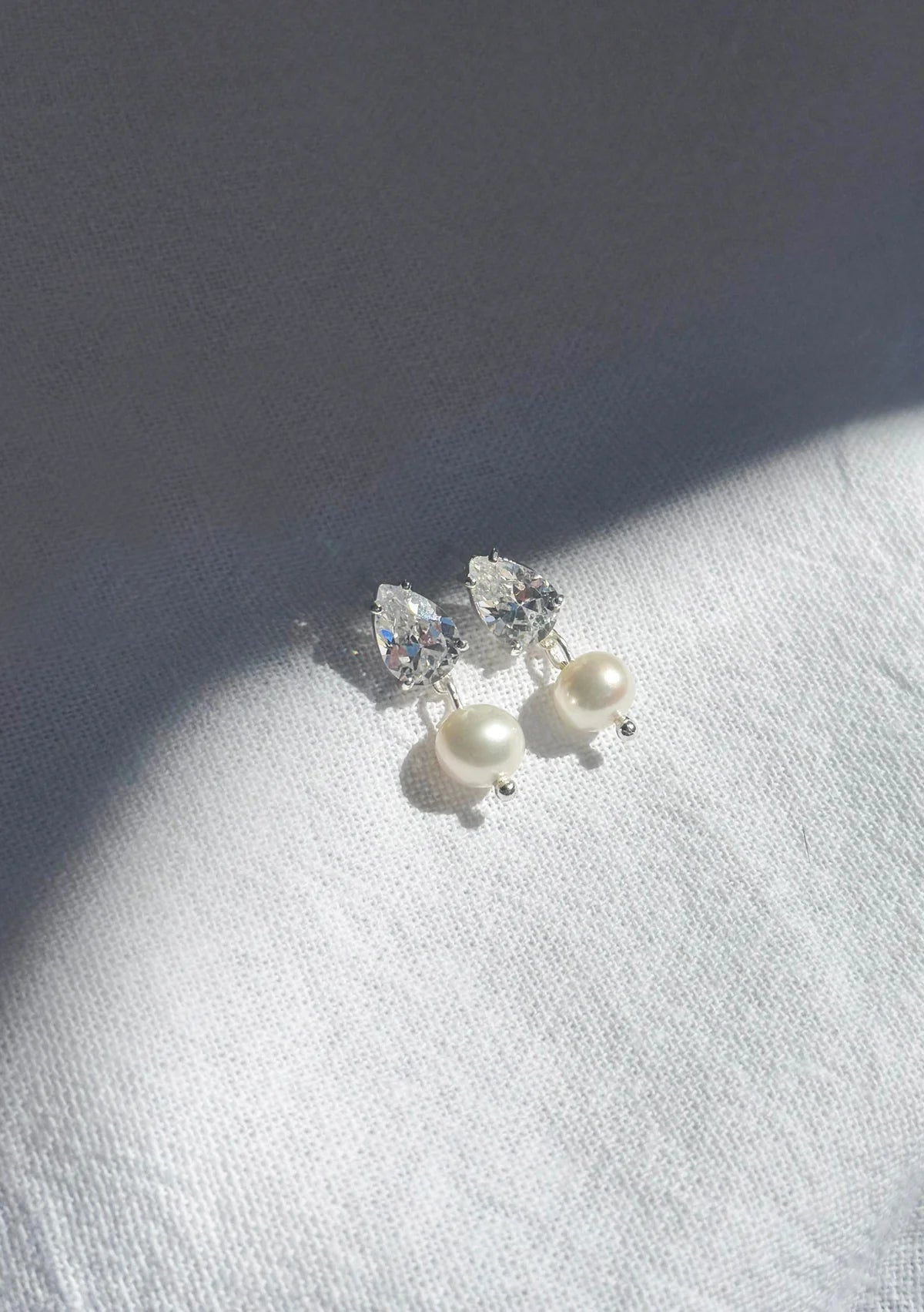 Lola Knight - Sutton - Pearl & Teardrop Crystal Earrings - Silver