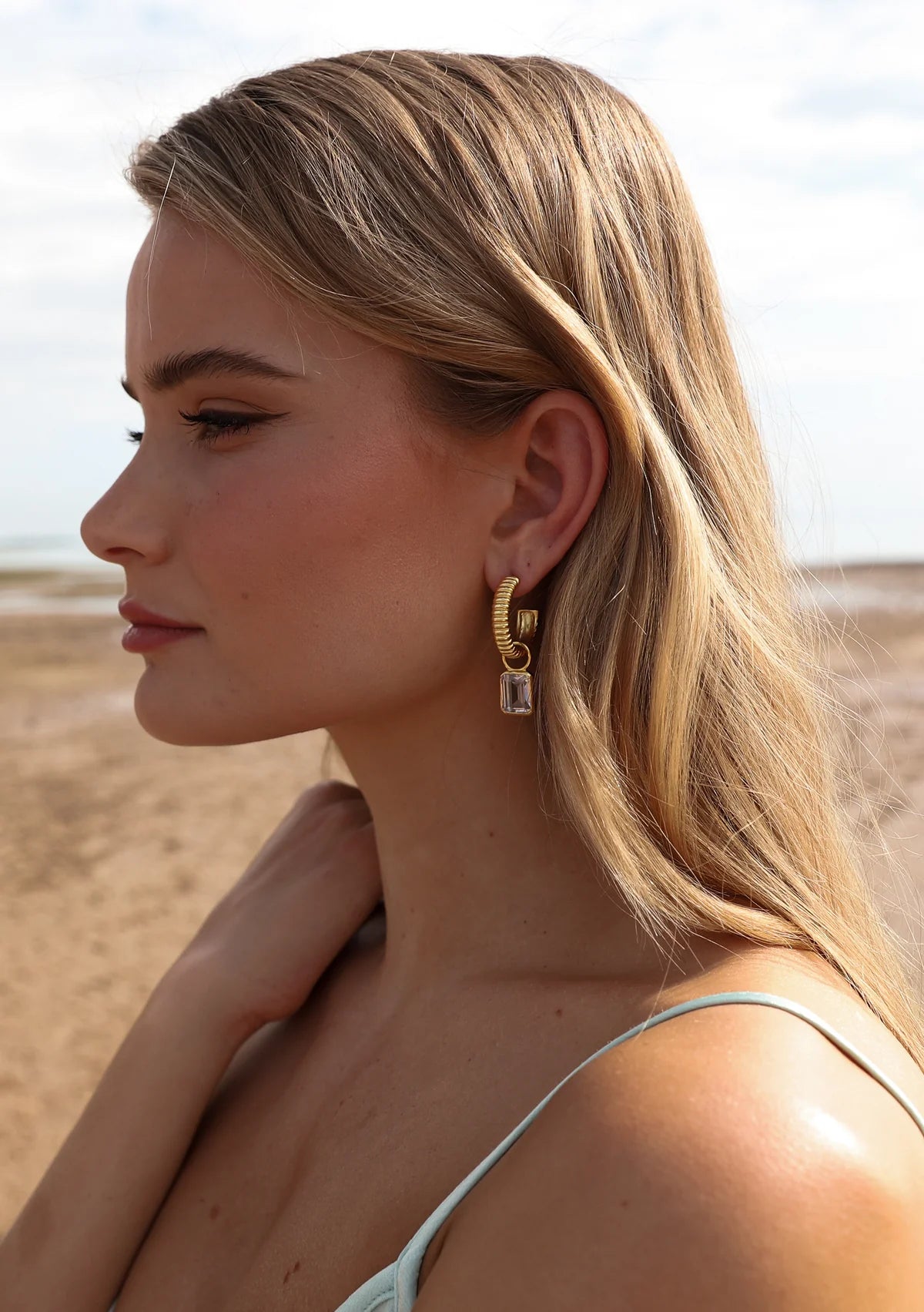 Lola Knight - Dawn - Crystal Charm Drop Bridal Earrings - 18K Gold