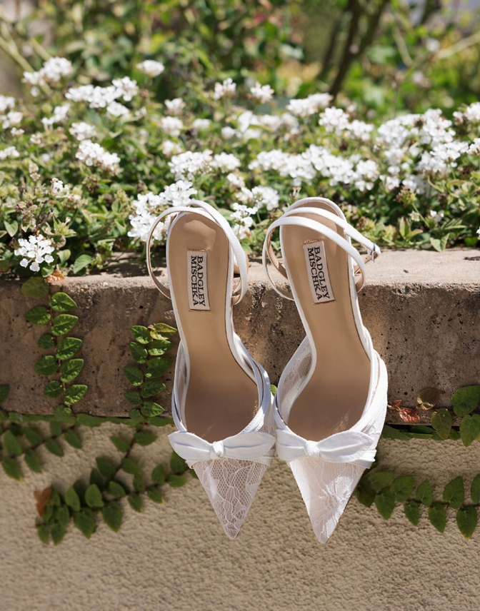 Josie - Pointed Toe Lace Ankle Strap Pumps - Soft White