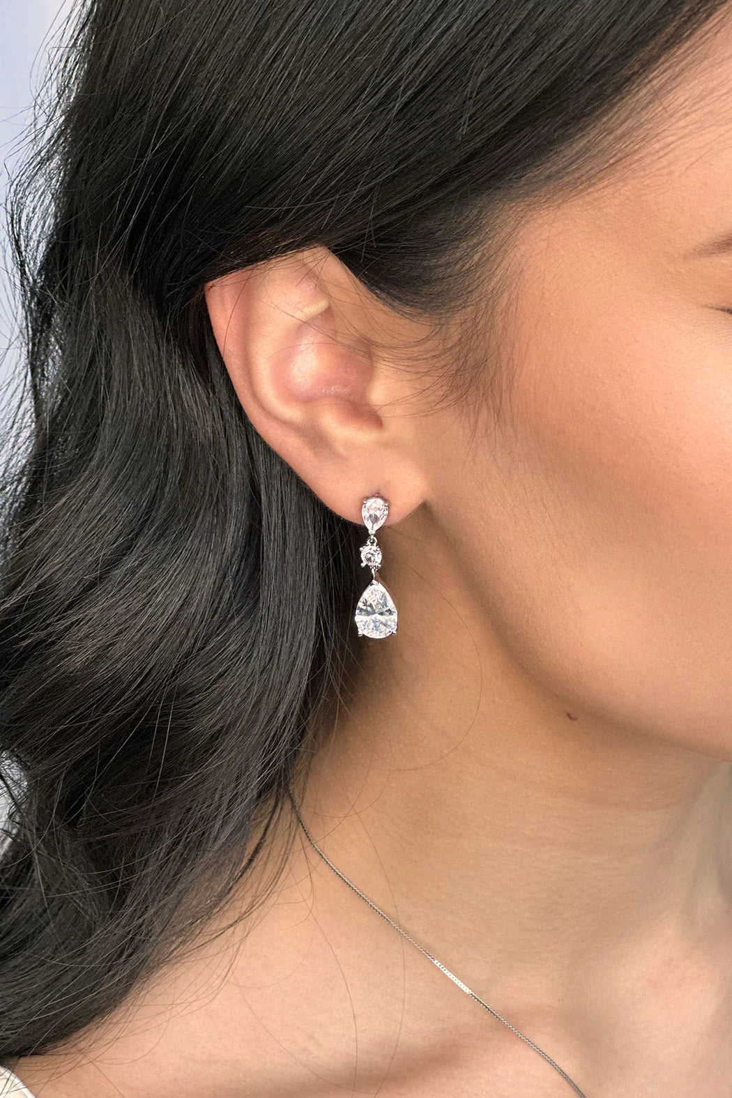 Rayna - Classic Pear Shaped Crystal Drop Bridal Earrings