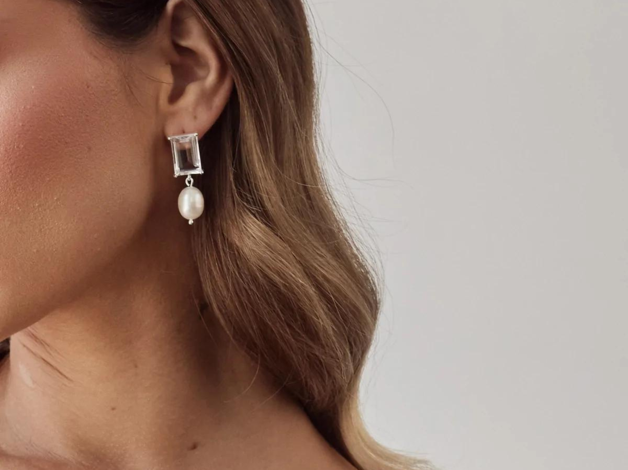Lola Knight - Thea - Pearl & Crystal Earrings - Silver