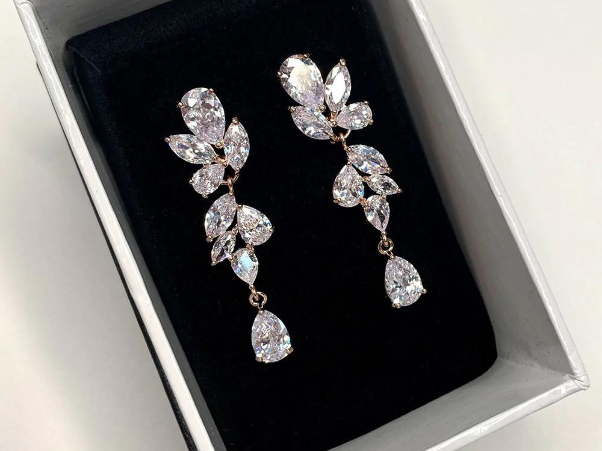 Clara - Crystal Cluster Drop Bridal Earrings