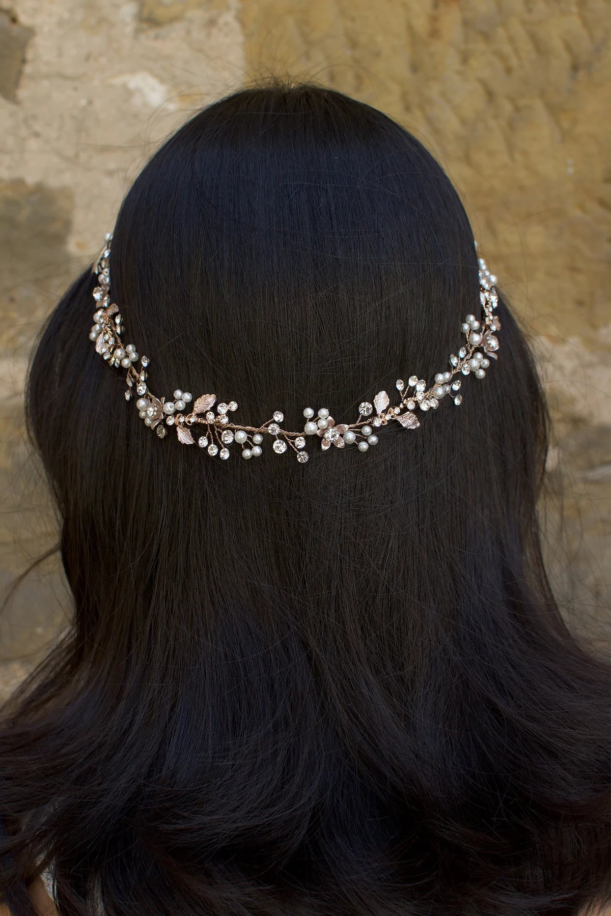 Iris - Crystal Floral & Pearl Bridal Hair Vine