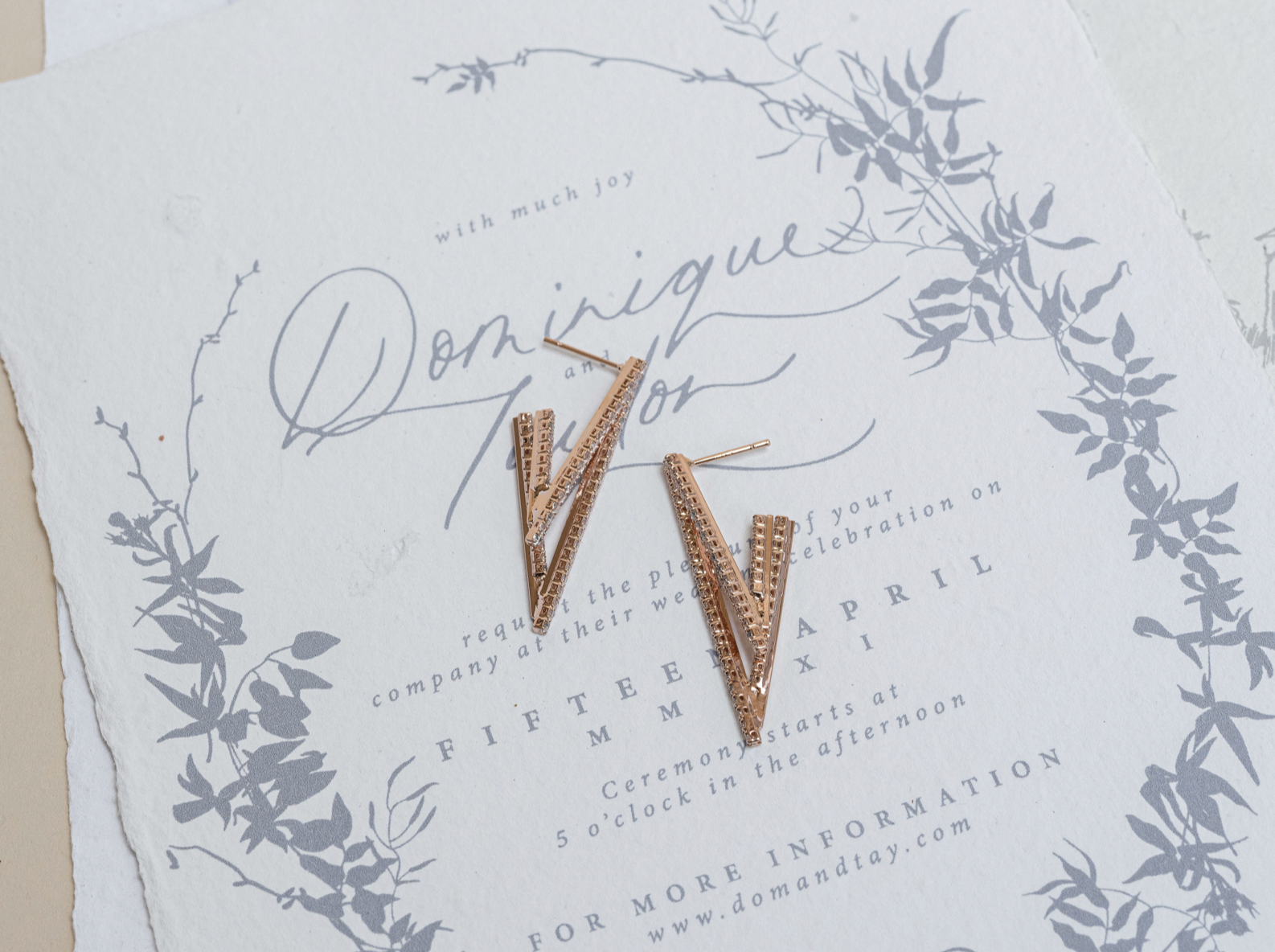 Meribel - Modern Crystal Bridal Drop Earrings
