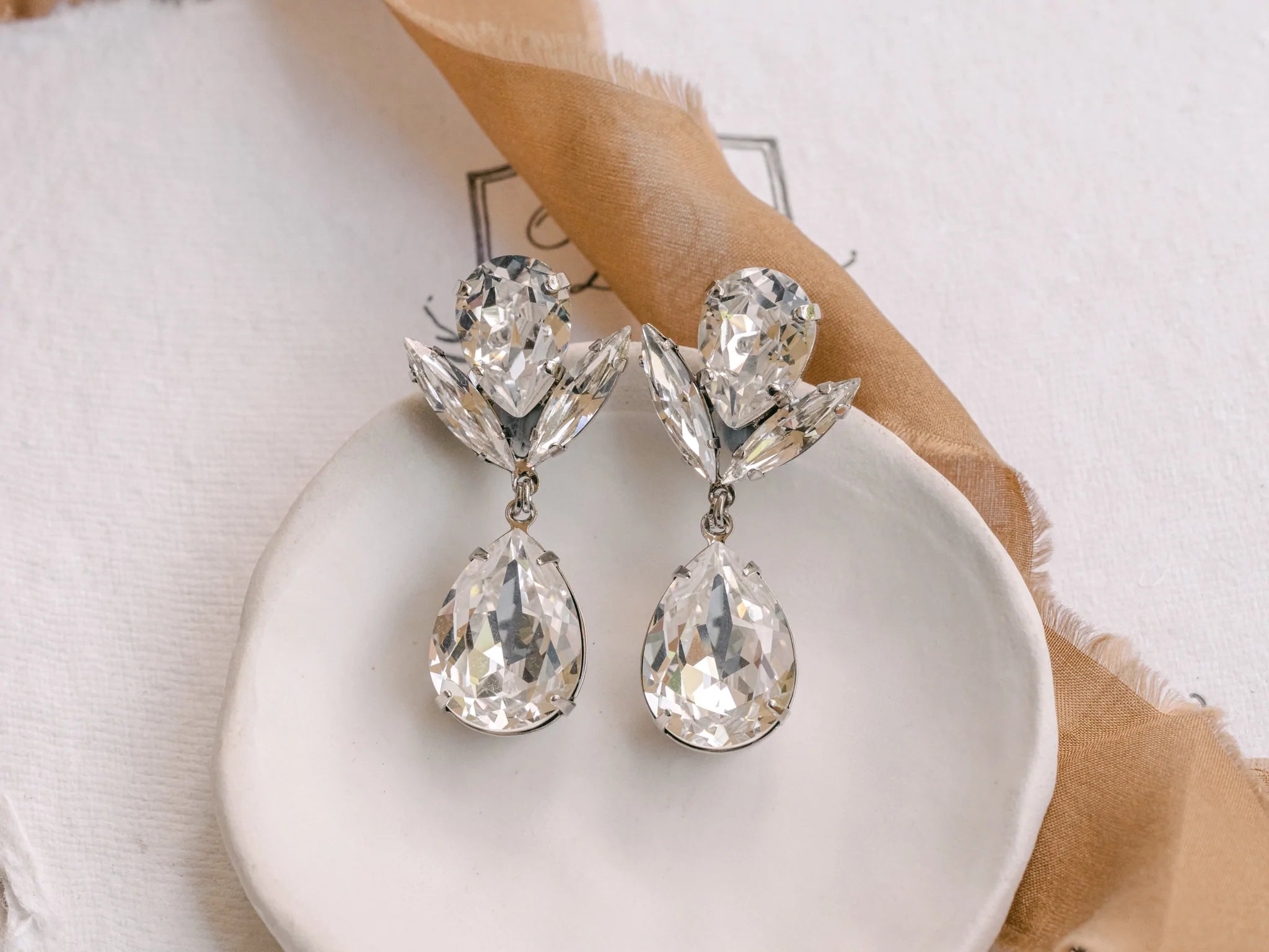 Bird Studs - Silver Swarovski Bridal Cluster Earrings