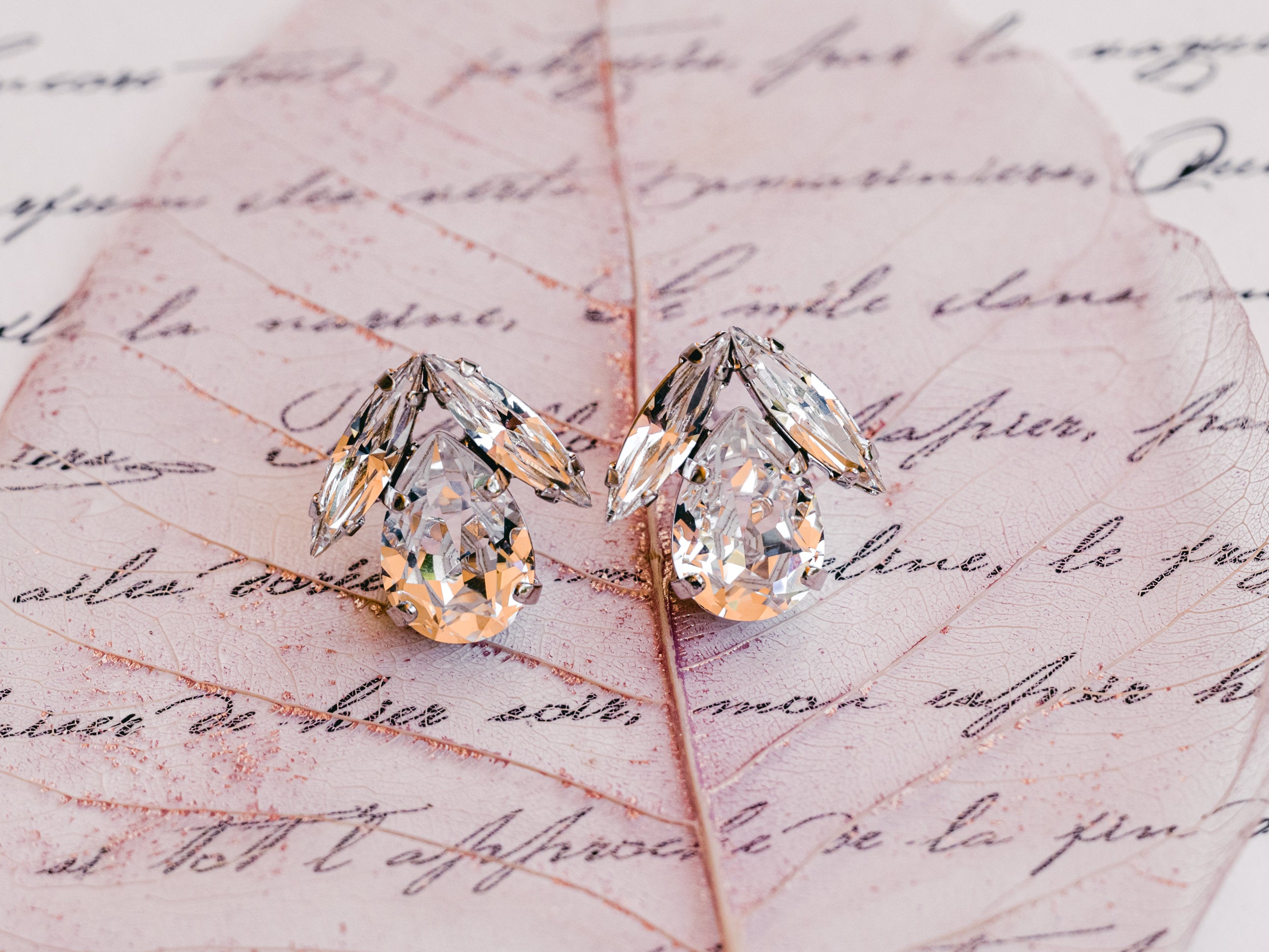 Bird Studs - Silver Swarovski Bridal Cluster Earrings