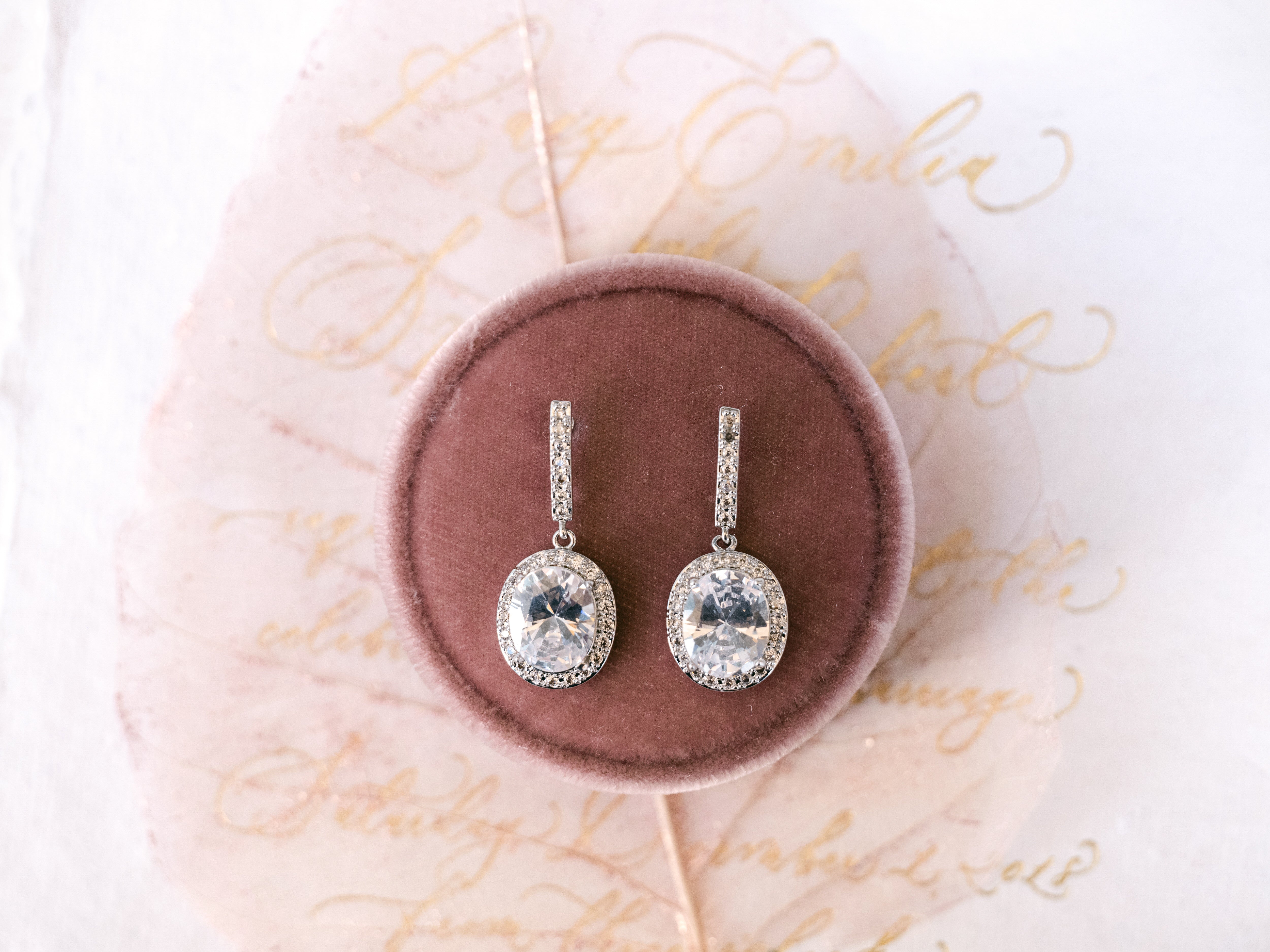 Genevieve - Crystal Oval Bridal Drop Earrings