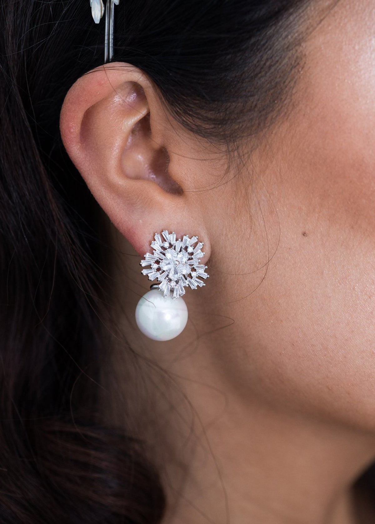 Ivy - Statement Crystal Pearl Bridal Stud Earrings