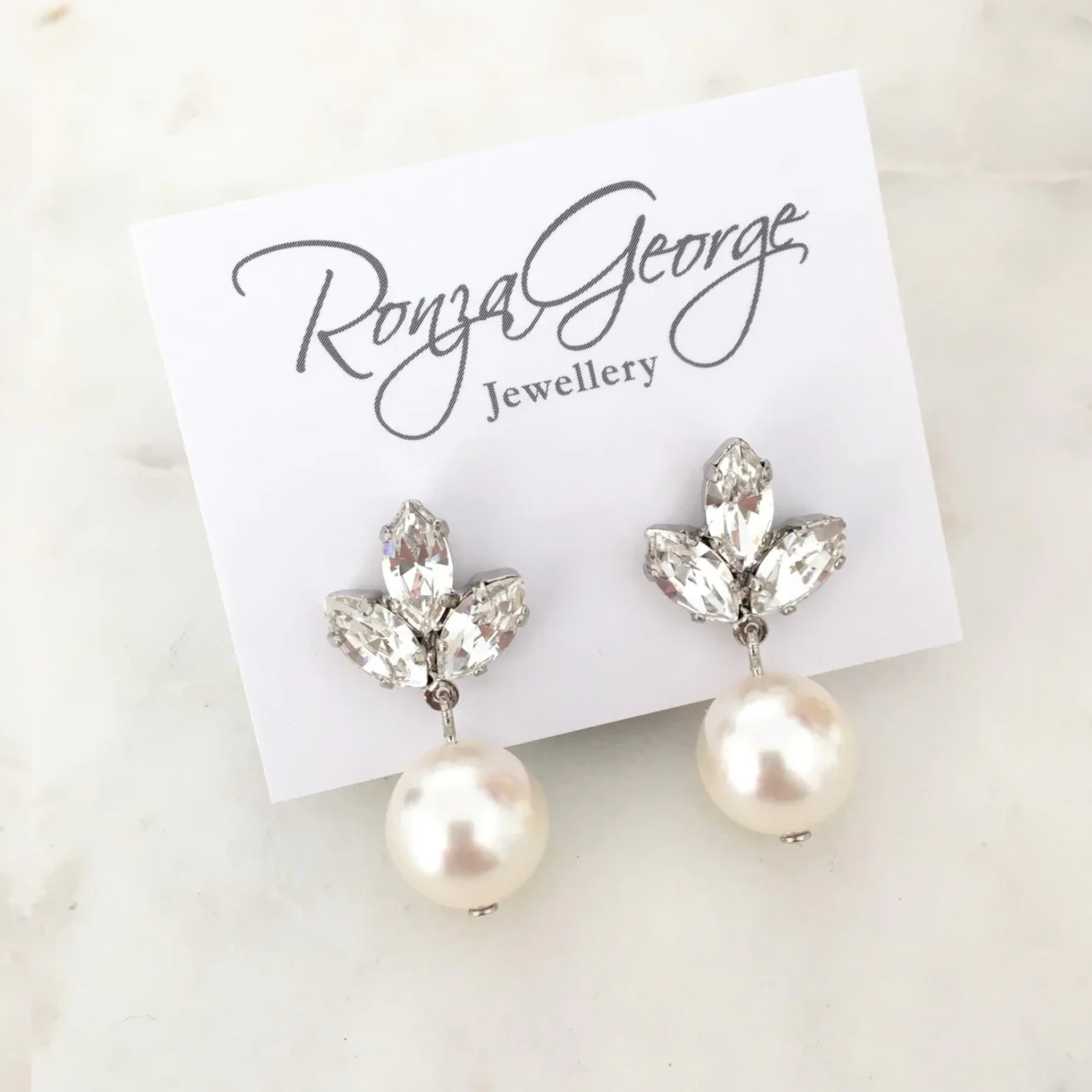 Anastasia Pearl - Crystal Bridal Pearl Drop Earrings