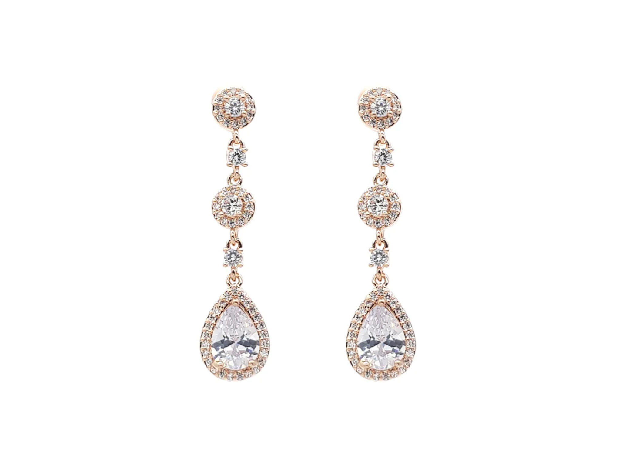 Lydia - Long Bridal Crystal Drop Earrings
