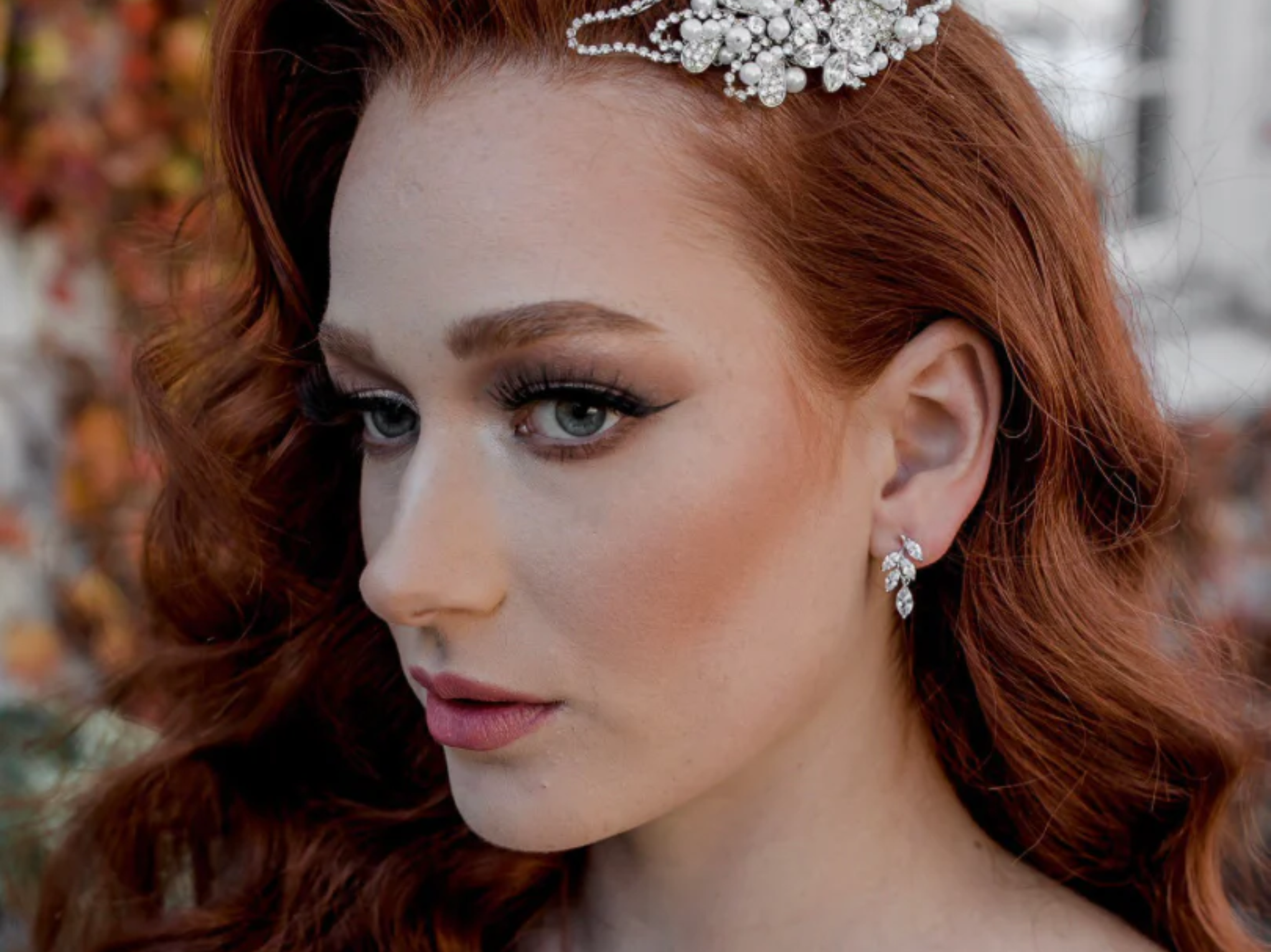 Eve - Crystal Dainty Leaf Drop Bridal Earrings