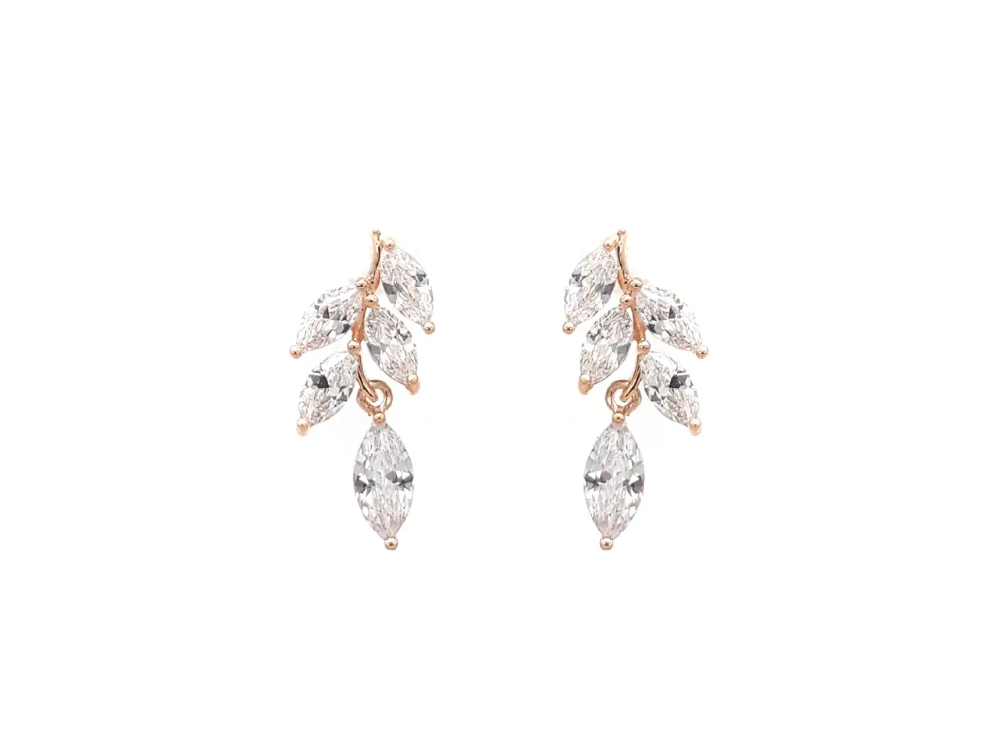 Eve - Crystal Dainty Leaf Drop Bridal Earrings