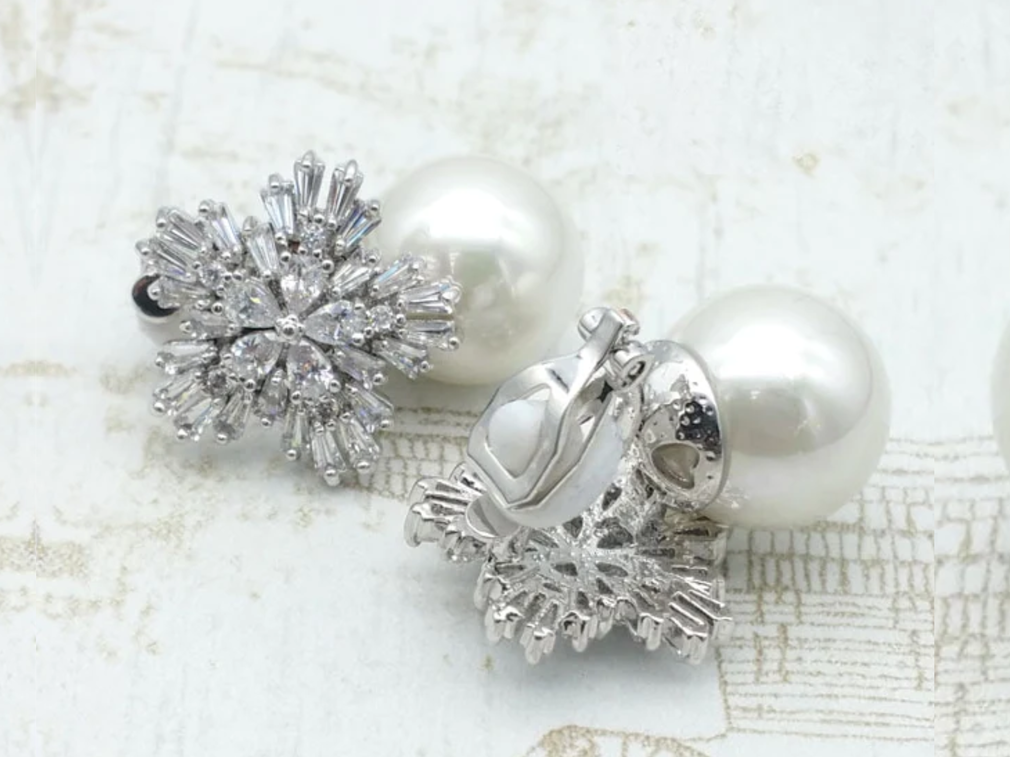 Ivy - Statement Crystal Pearl Bridal Stud Earrings