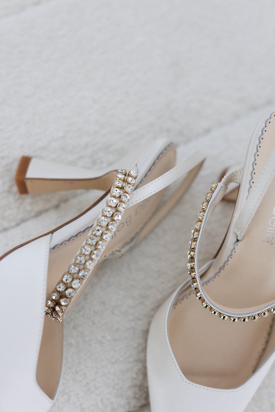 Campbell - Crystal Strap Spool Heel Slingbacks - Ivory