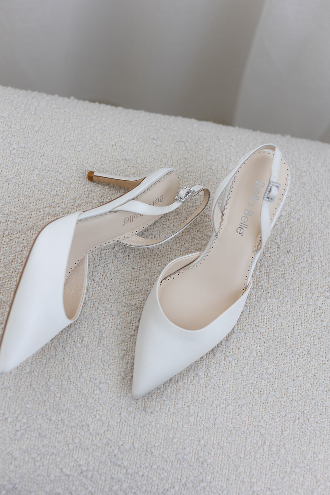 Simone - Pointed Toe Slingback Stiletto Heels - Ivory