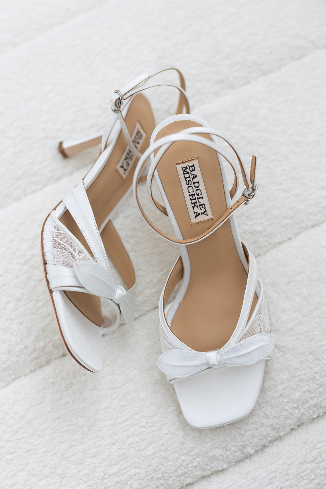 Joselyn - Open Toe Lace Ankle Strap Stiletto Heels - Soft White