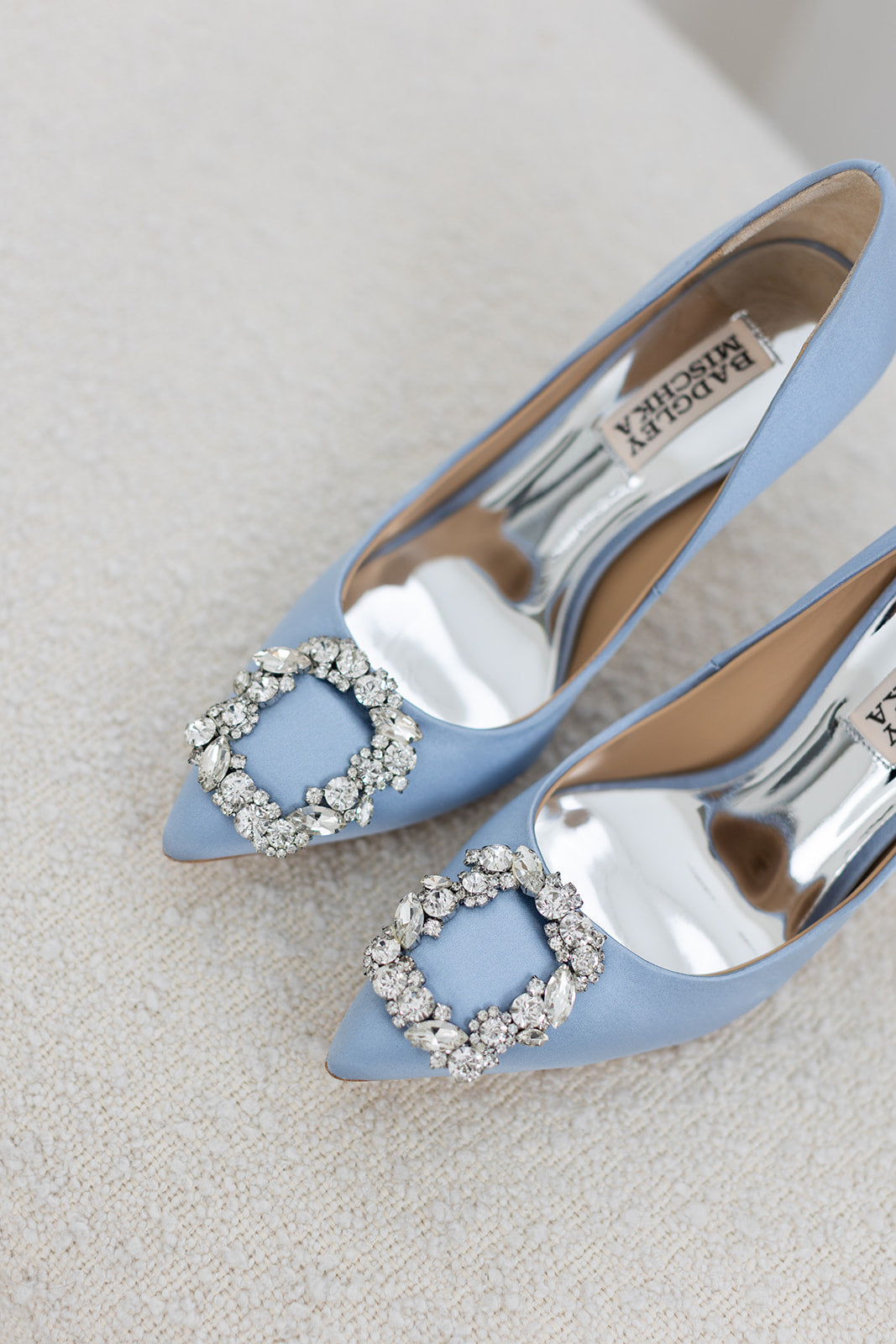Cher - Crystal Buckle High Heel Stiletto Pump - Azure Blue