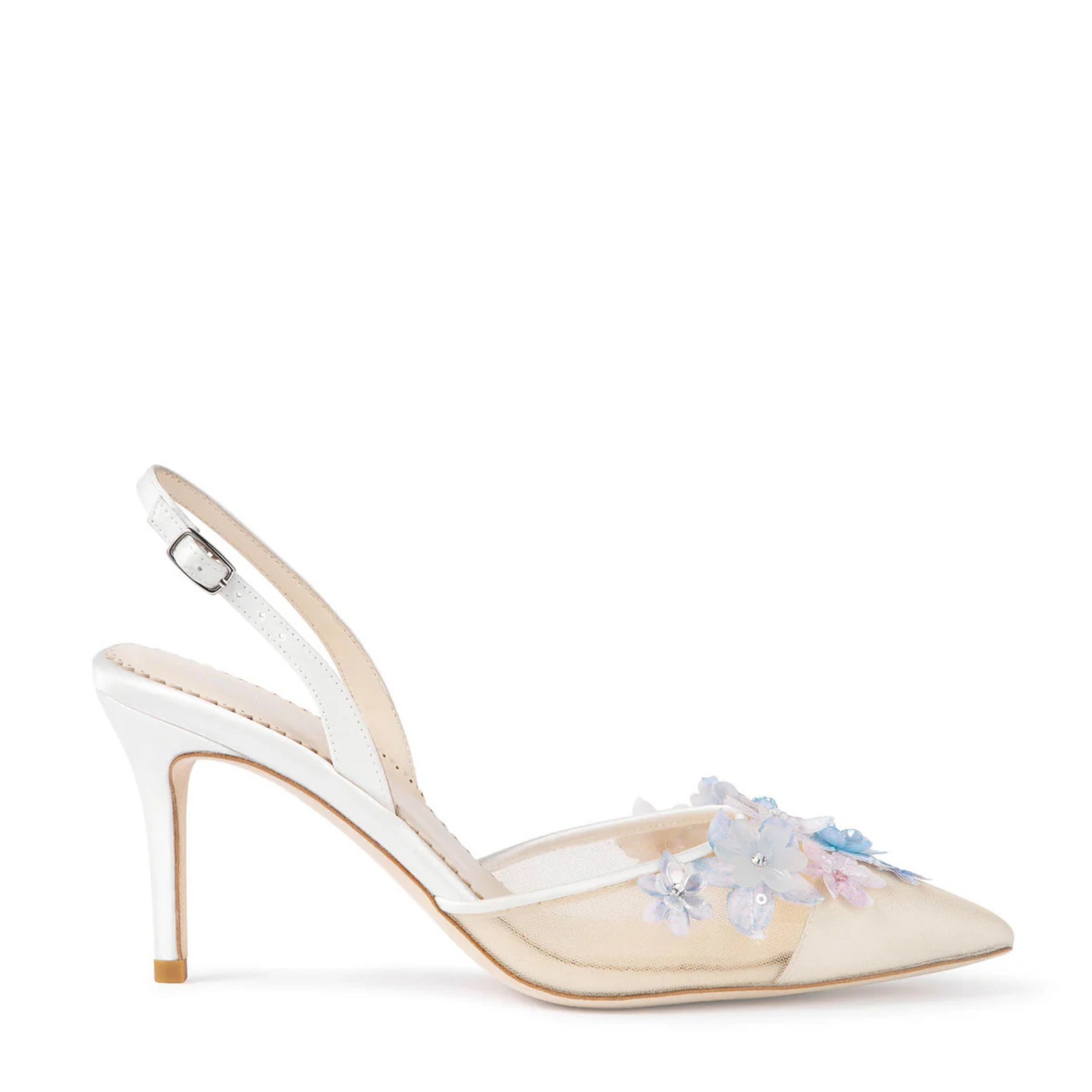 Becca - Floral Slingback Heels - Ivory