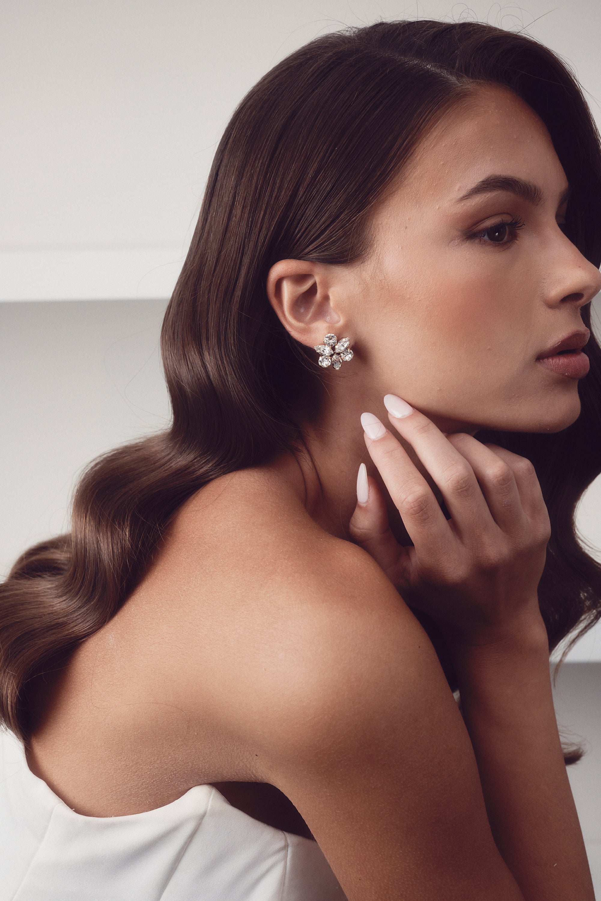 Elizabeth Bower - Juliette Crystal Stud Clear - Gold