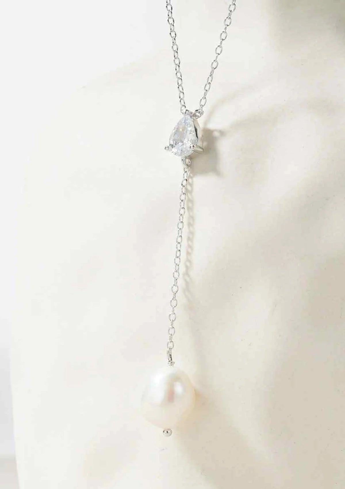 Lola Knight - Andi Crystal Pearl Necklace - Silver