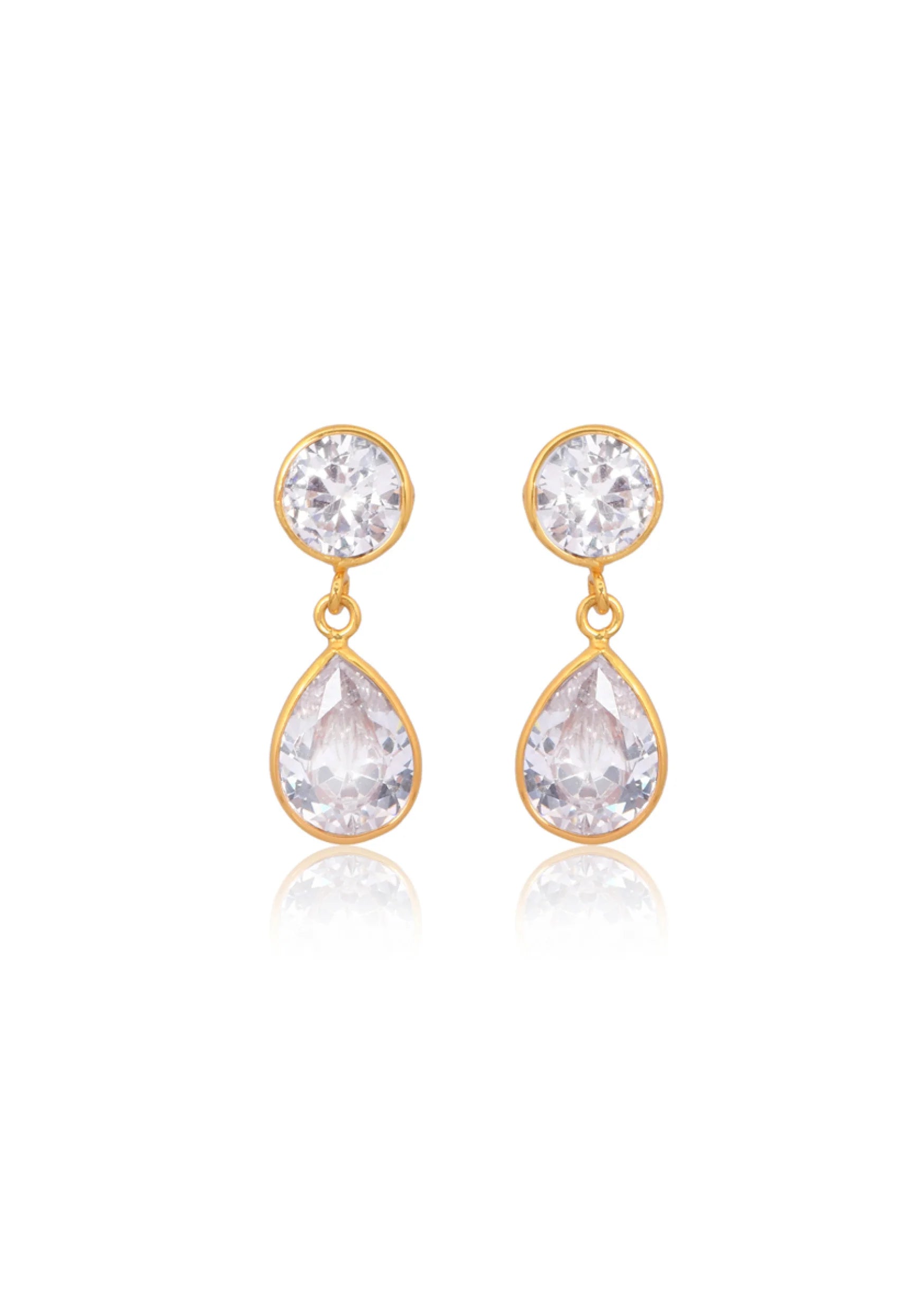 Lola Knight - Athena - Crystal Drop Bridal Earrings - Gold
