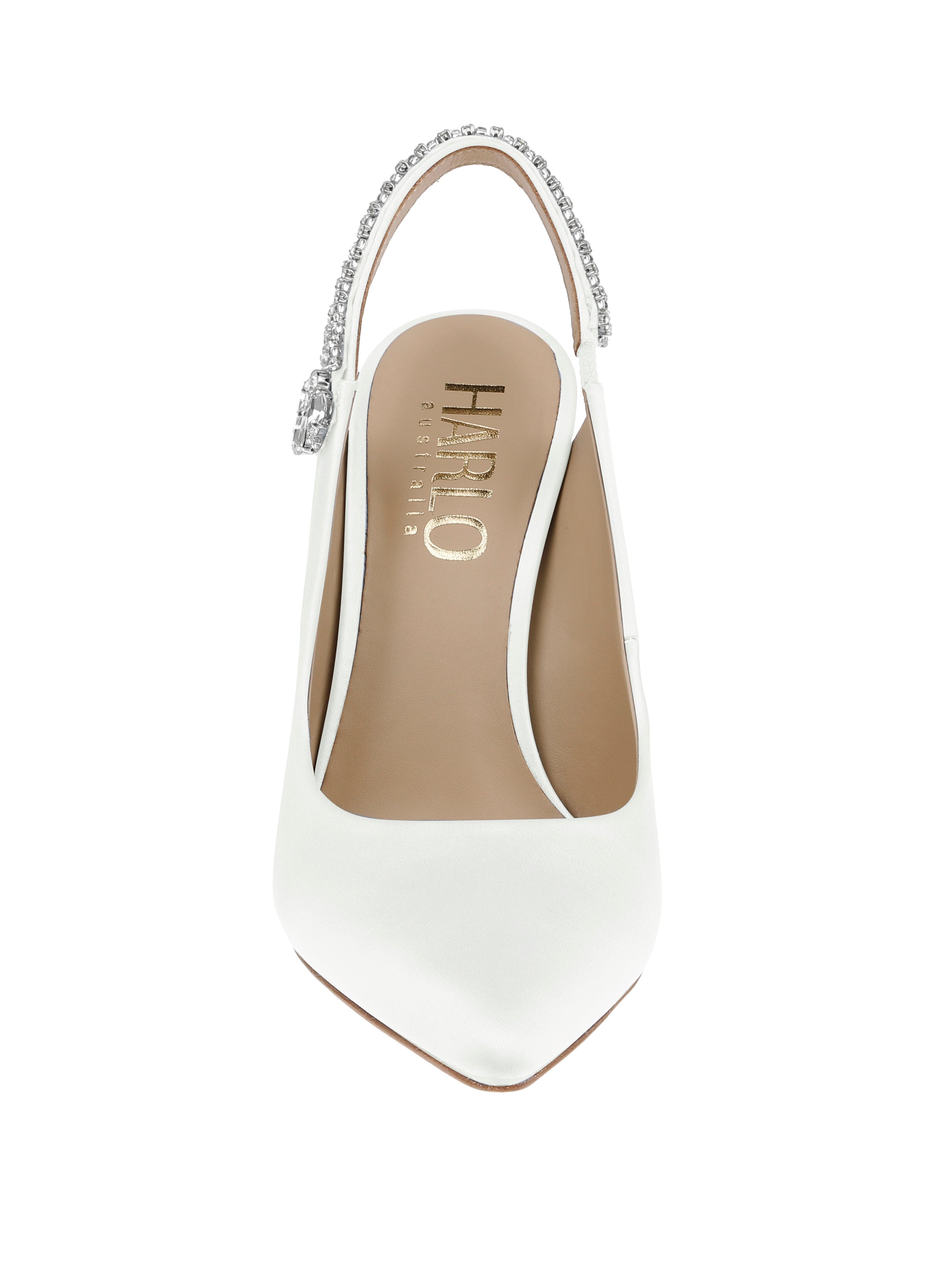 Bonnie - White Crystal Embellished Sling Back Evening Pump