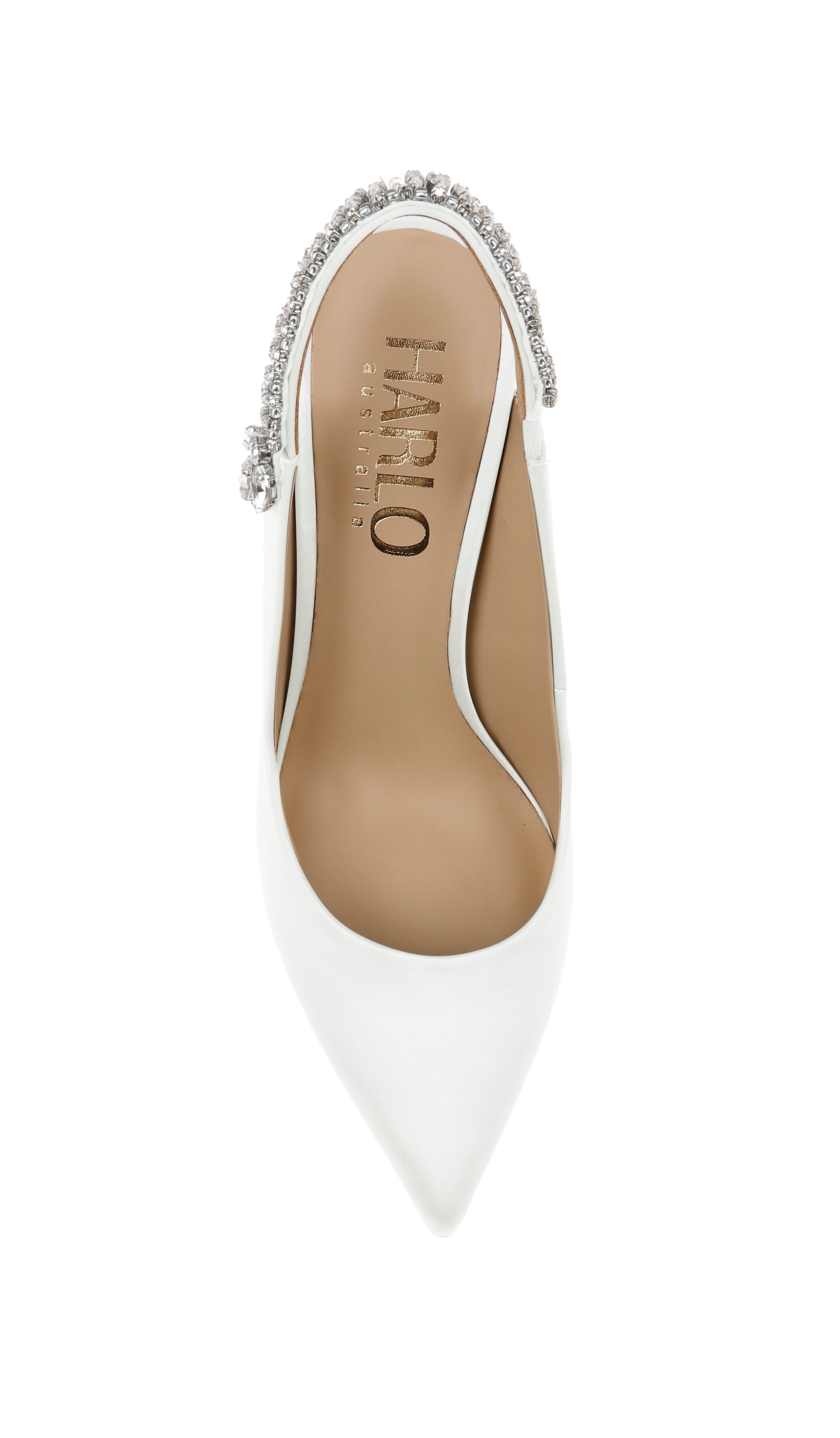 Bonnie - White Crystal Embellished Sling Back Evening Pump