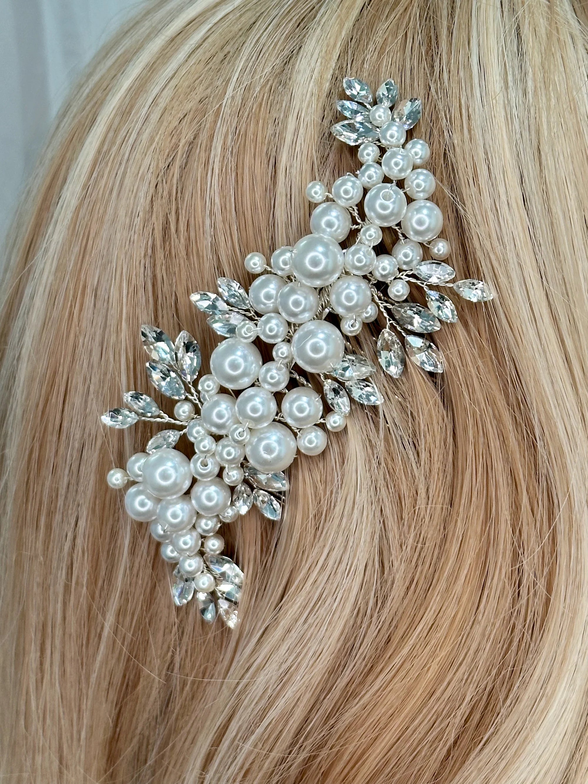 Jacqueline - Pearl and Crystal Cluster Bridal Comb