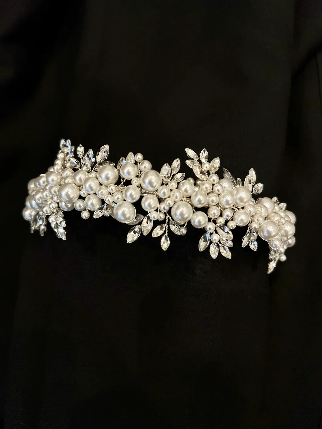 Jade - Pearl & Crystal Cluster Bridal Headband